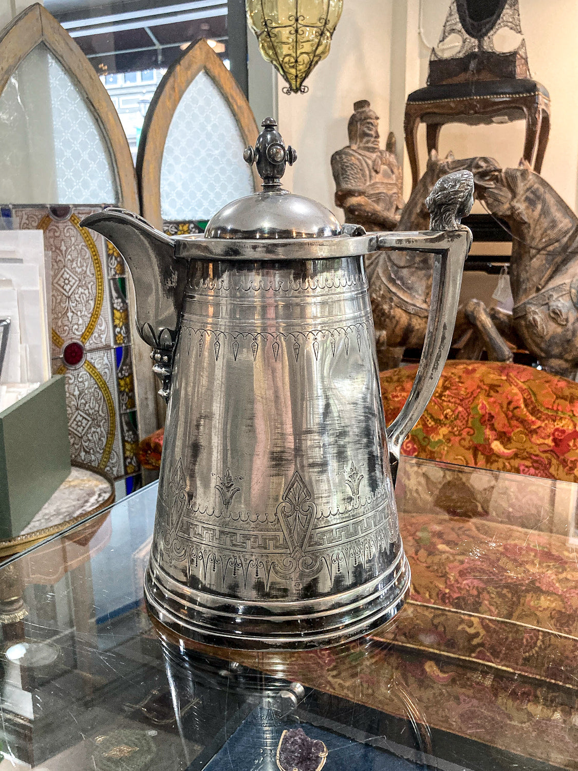 Beautiful Antique C1870 Silver Plated Cold Water Meriden Tankard Pitcher