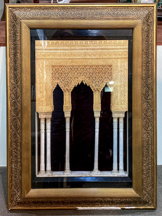 Antique 19th Century Rafael Contreras Marble Plaster Framed Alhambra Plaque