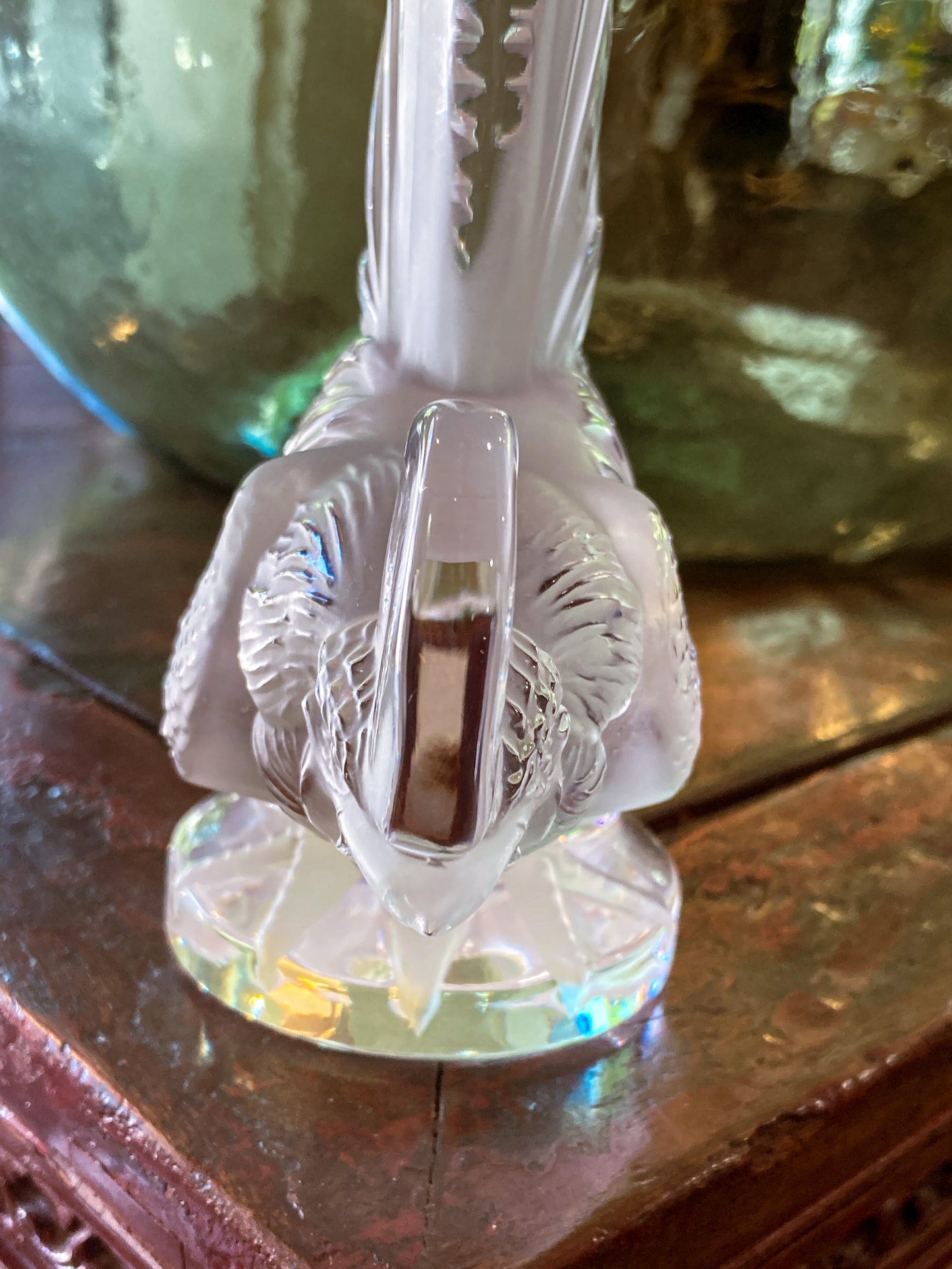 20th Century Lalique Frosted Clear Crystal Rooster Figurine Sculpture