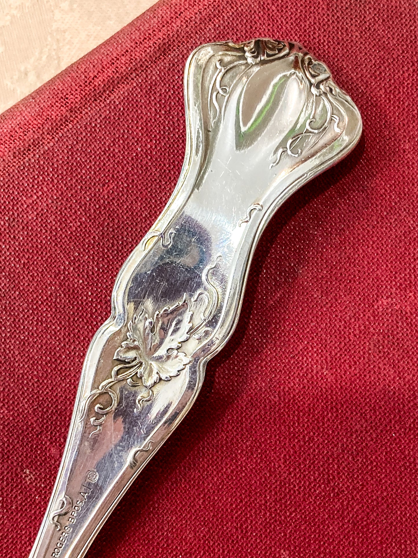 Antique 1847 Rogers Brothers Triple Silver-Plated Gold Washed Berry Spoon