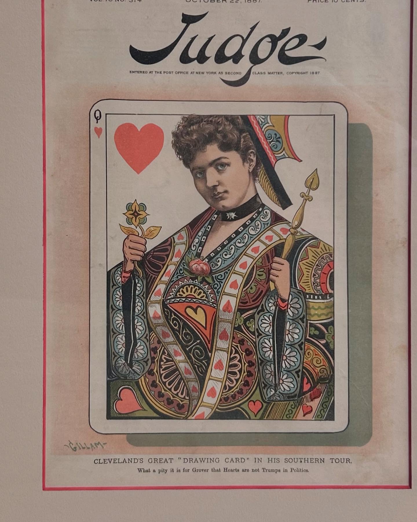 Antique 1887 Frances Cleveland's Great Drawing Card Framed Lithograph