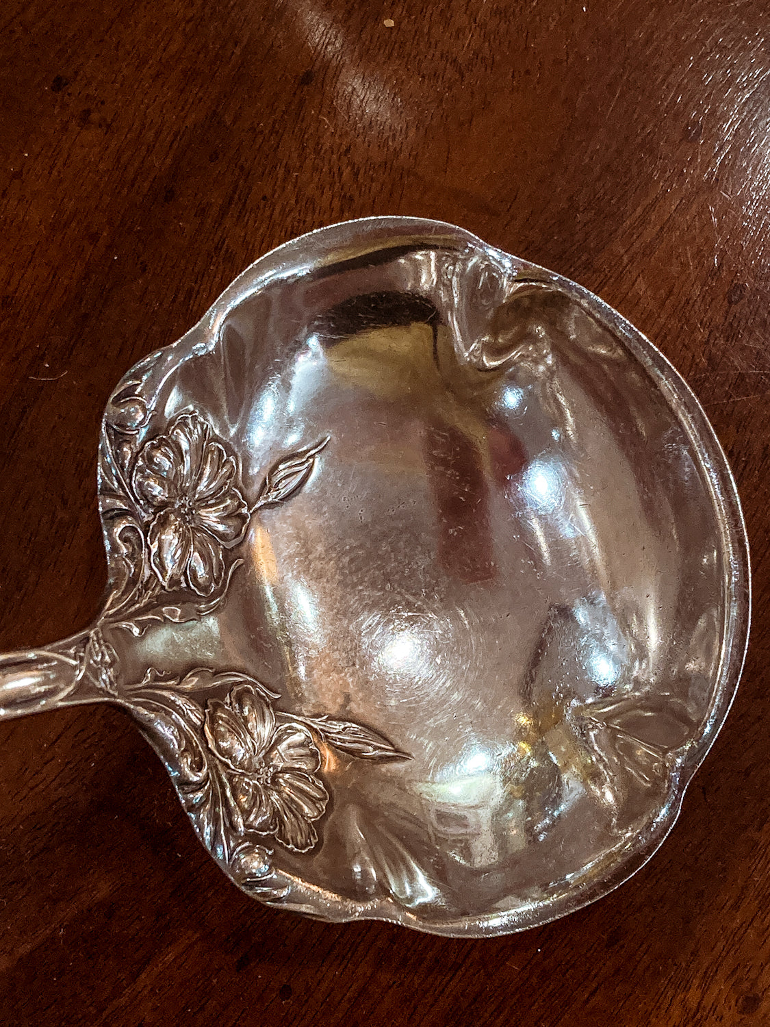 Antique Silver Plate Gloria Lily Pattern Art Nouveau WM A Rogers Punch Ladle