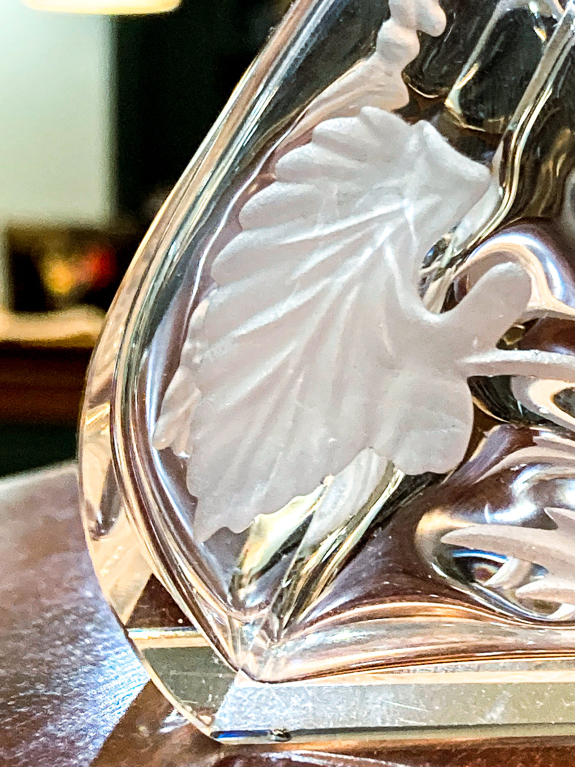 Antique 1920s Czech Clear Glass Floral Triangular Lybis Luxor Perfume Bottle