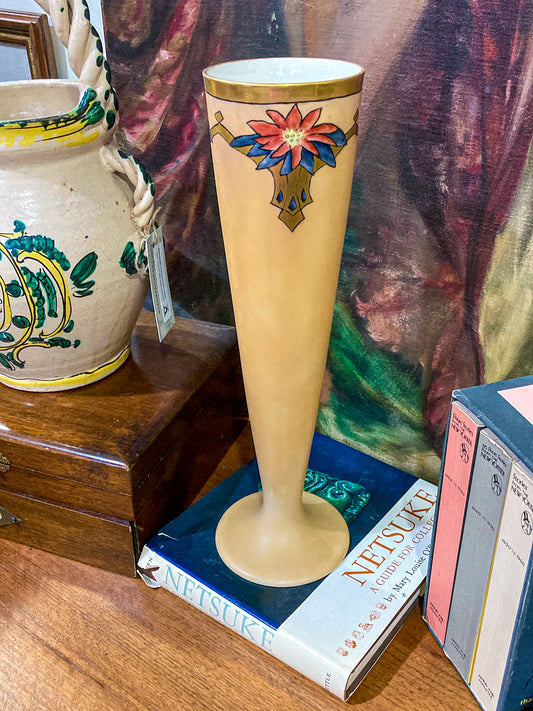 Antique Art Deco Hand Painted American Belleek Willets Porcelain Vase