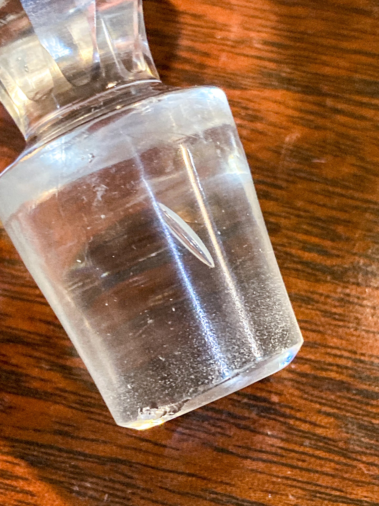 Antique Basketweave Diamond Cut Clear Glass Decanter Barware