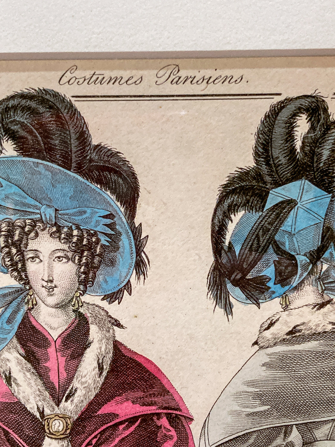 Framed Antique French 19th Century 1831 Parisian Fashion Plate Print