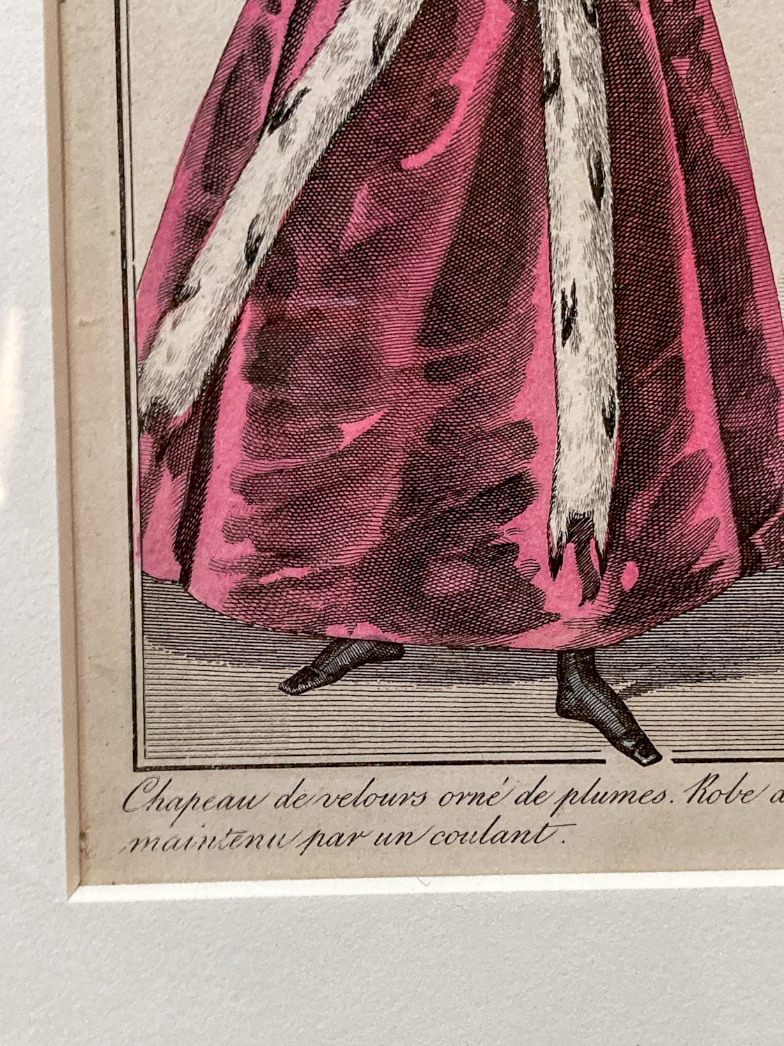 Framed Antique French 19th Century 1831 Parisian Fashion Plate Print