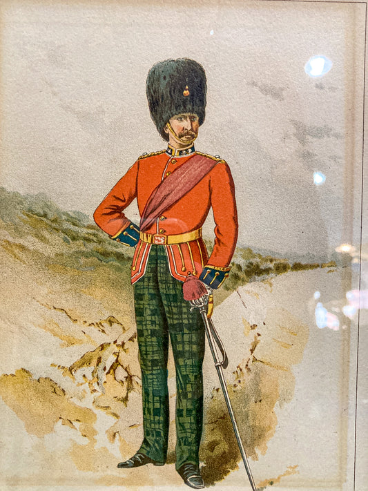 Antique J. S. Virtue "The 21st-Royal Scots Fusiliers" Military Framed Lithograph