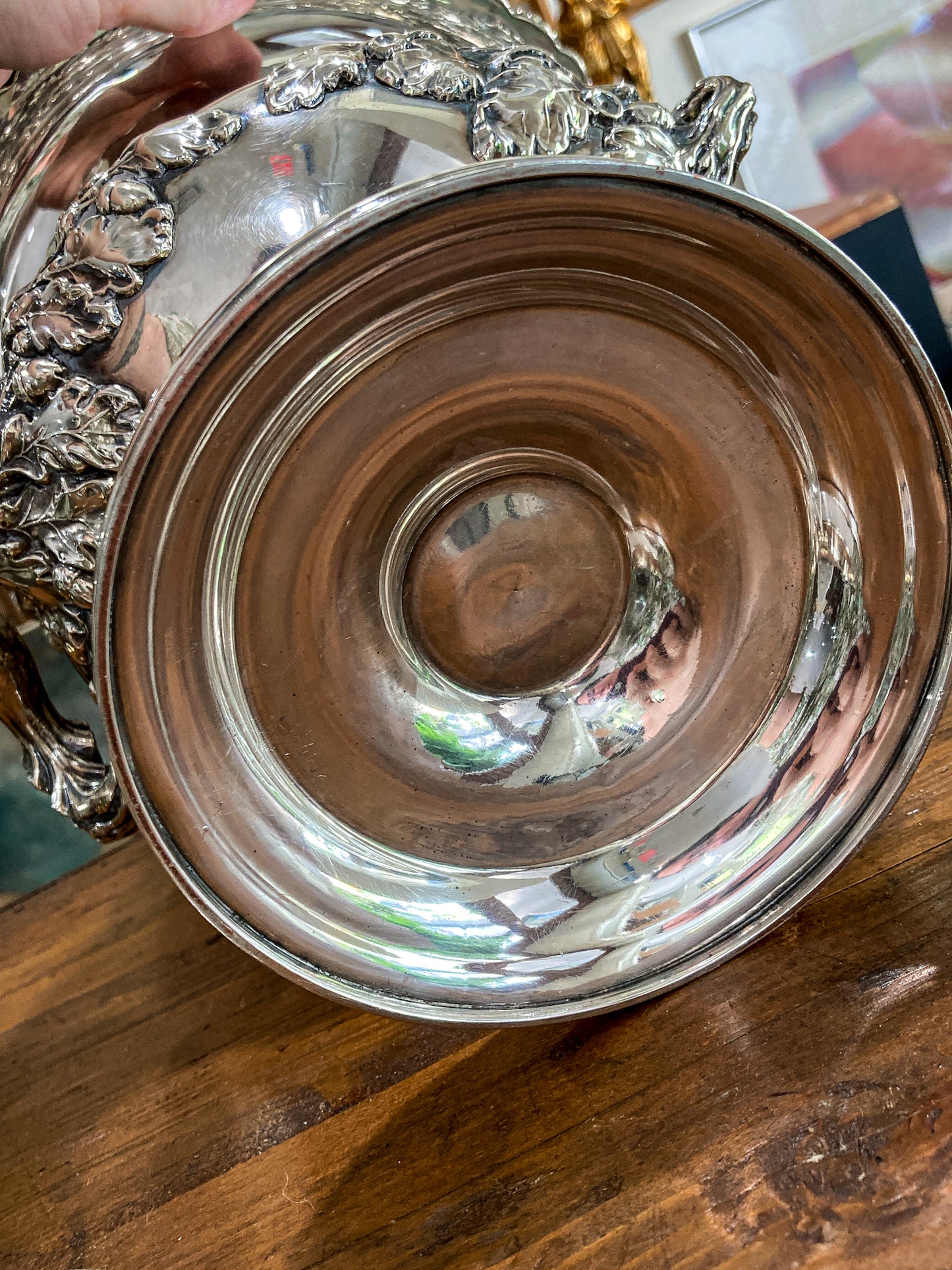 Antique Georgian Style Oak Fruit Motif Sheffield Silver Plated Champagne Bucket