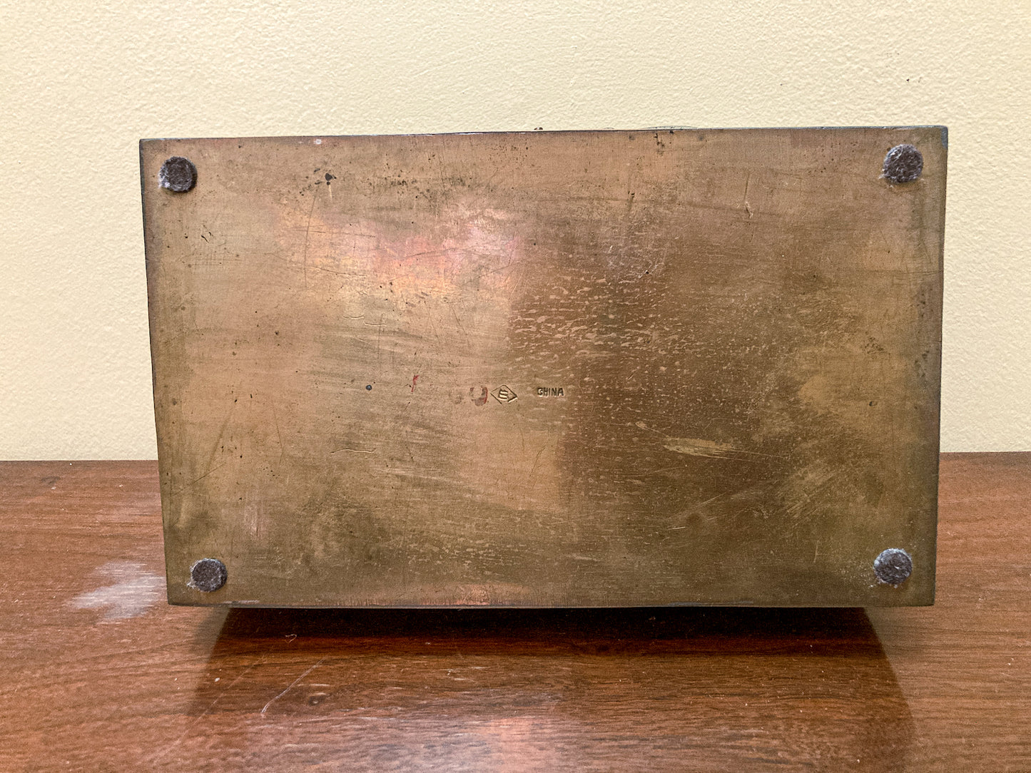 Antique Hand Engraved Sculptural Brass Dragon Wood Lined Cigar Box