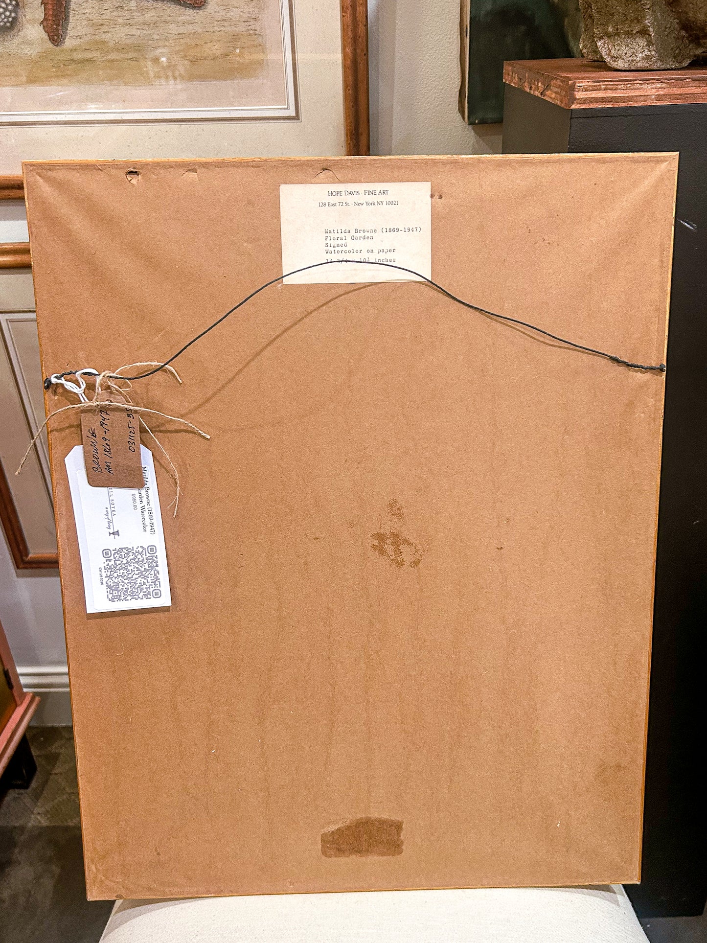 Vintage Matilda Browne (1869-1947) Floral Garden Framed Watercolor Painting