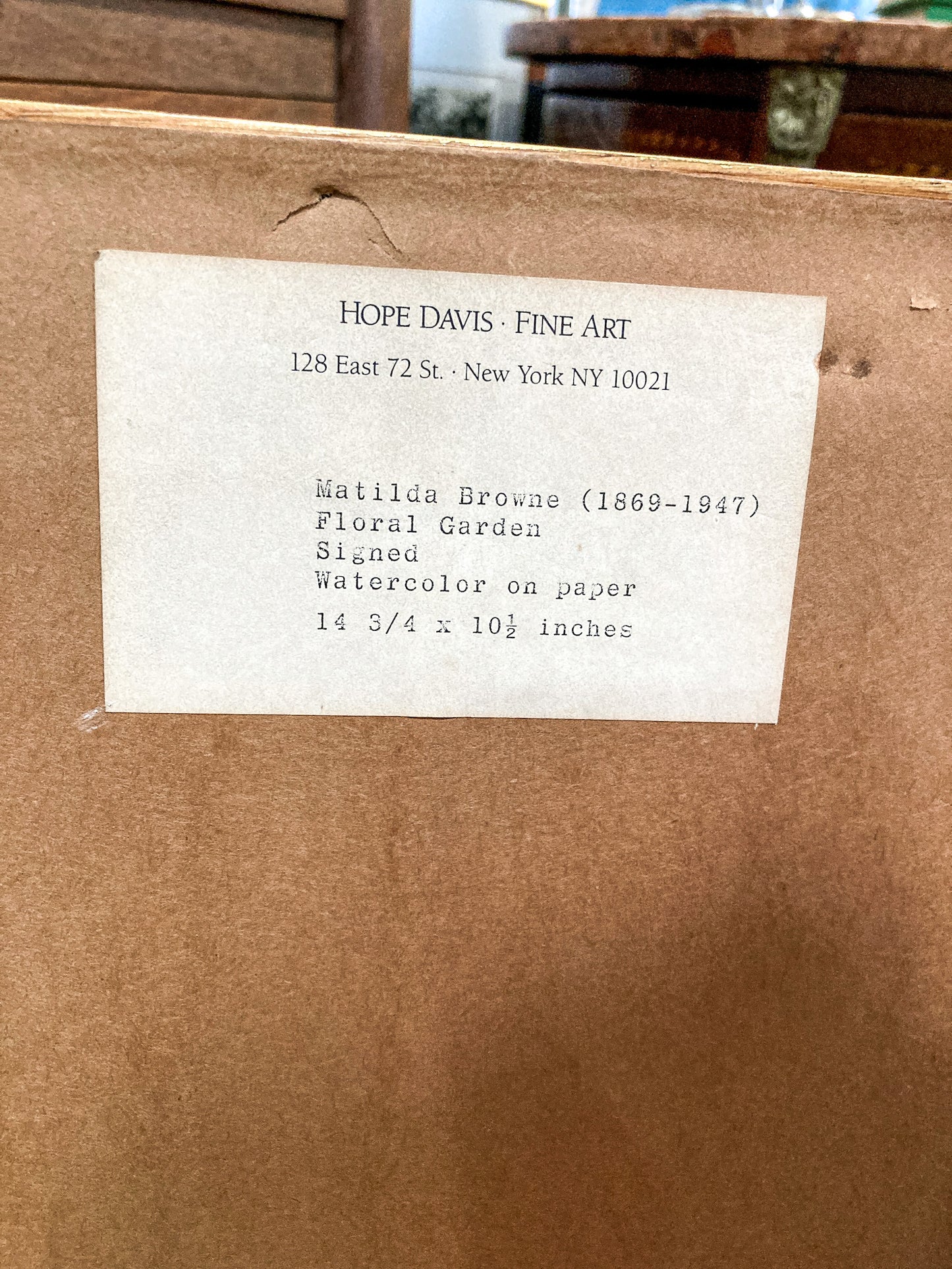 Vintage Matilda Browne (1869-1947) Floral Garden Framed Watercolor Painting