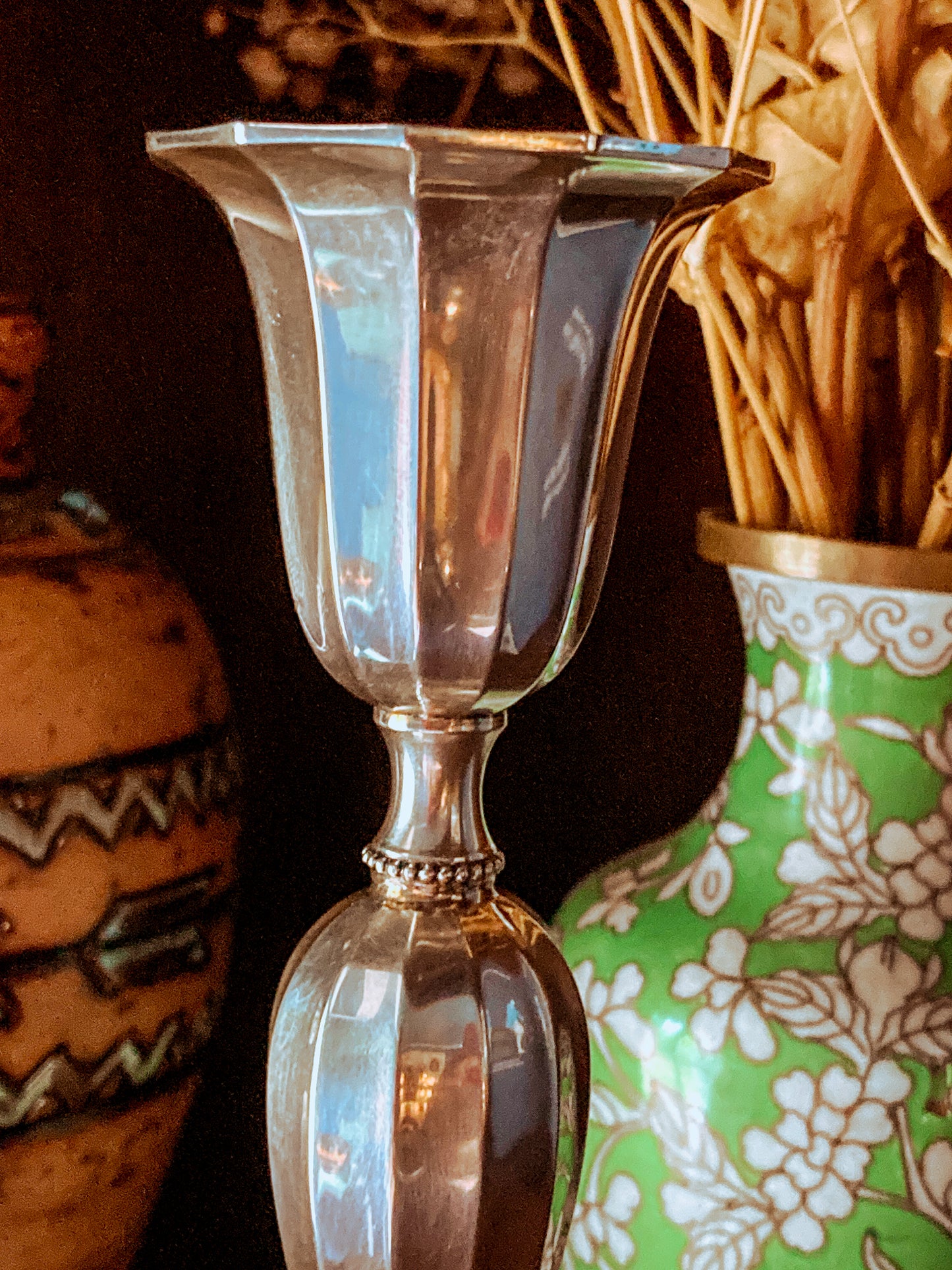 Elegant Vintage 1956 Finnish Sterling Silver Monogramed Candlestick
