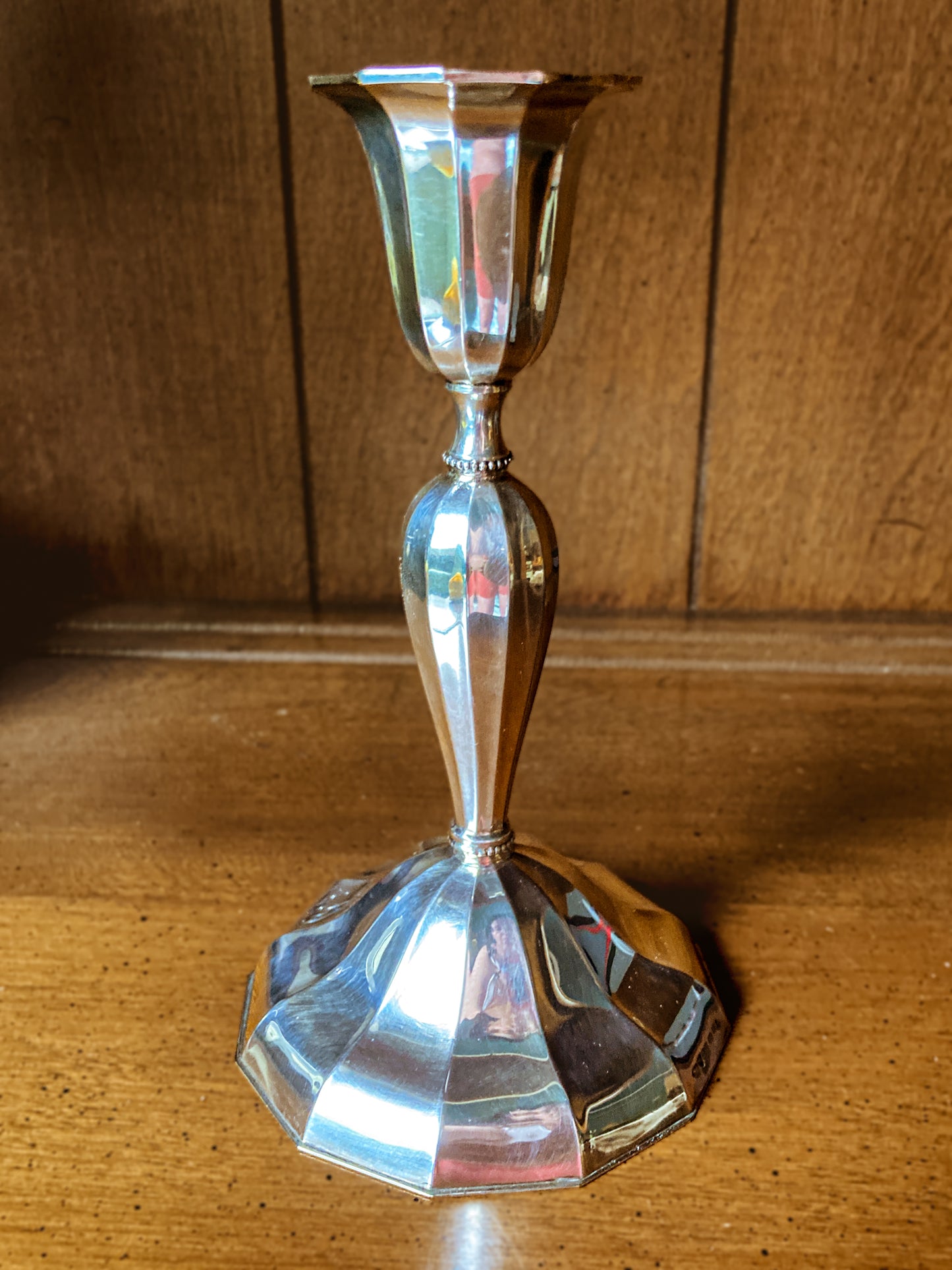 Elegant Vintage 1956 Finnish Sterling Silver Monogramed Candlestick