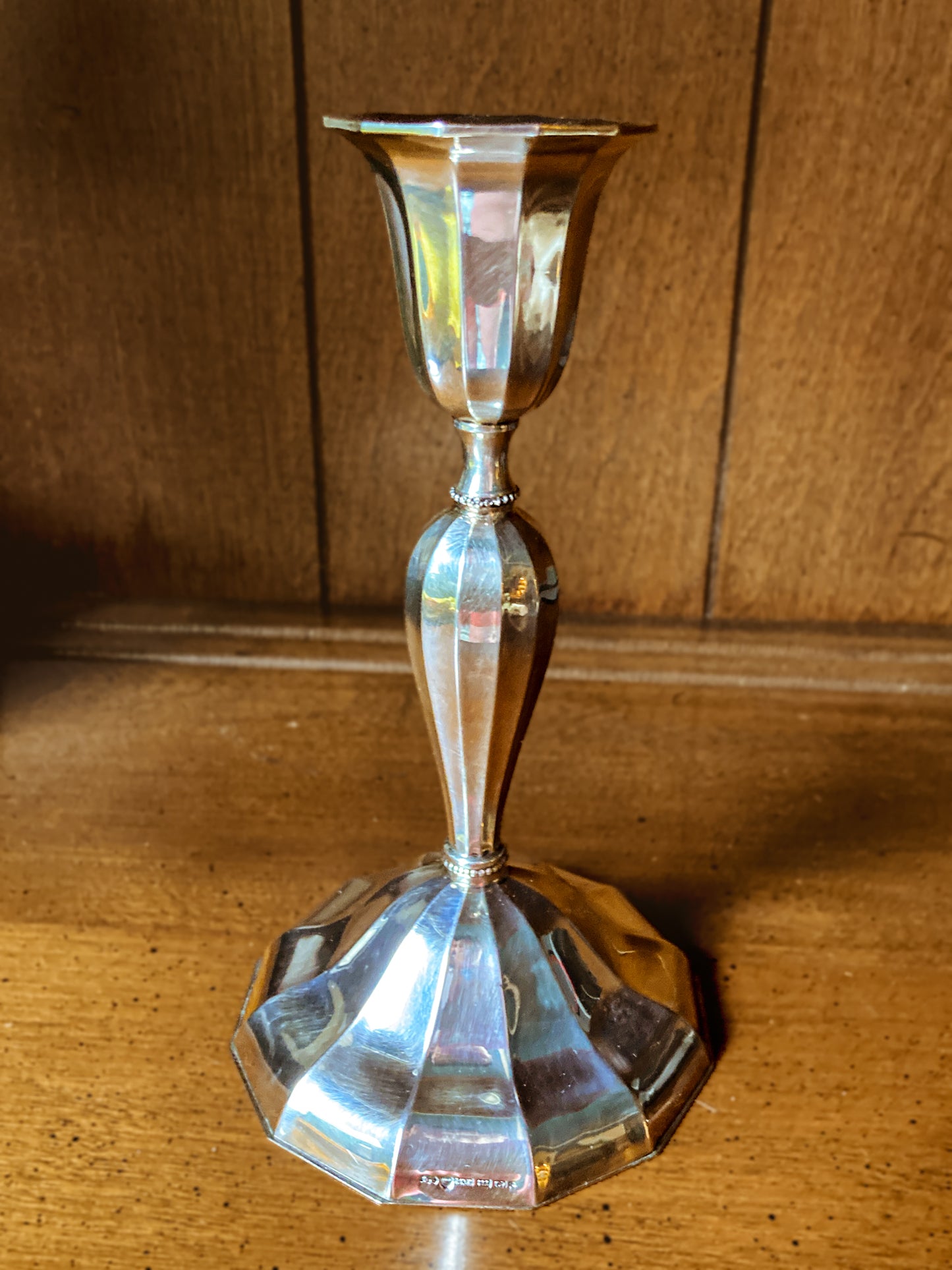 Elegant Vintage 1956 Finnish Sterling Silver Monogramed Candlestick