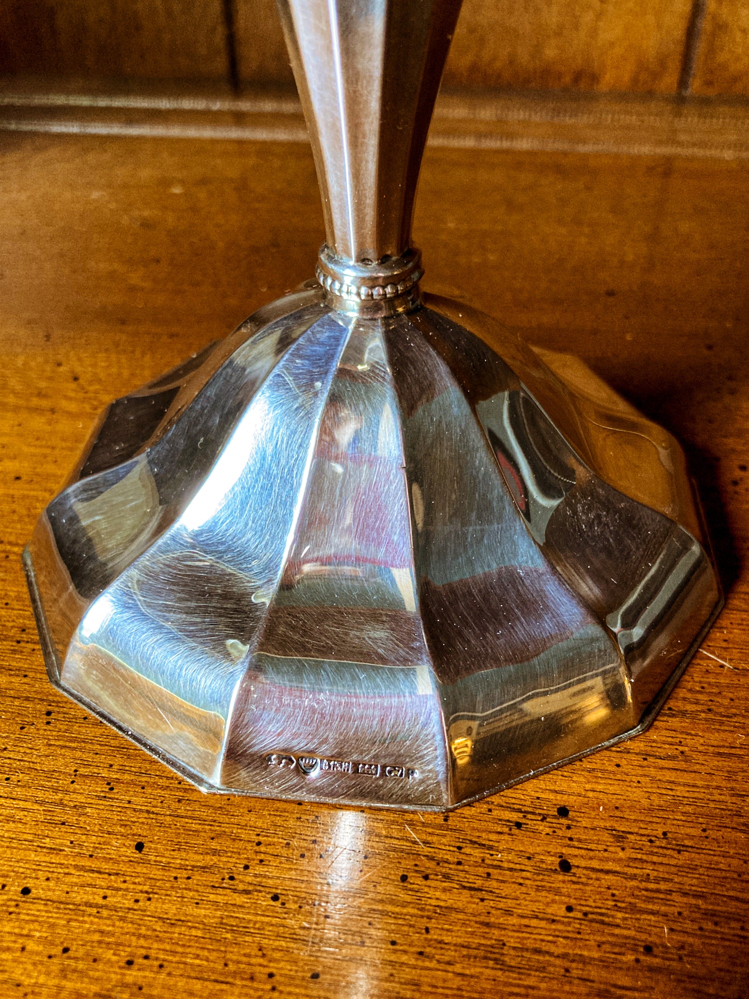 Elegant Vintage 1956 Finnish Sterling Silver Monogramed Candlestick