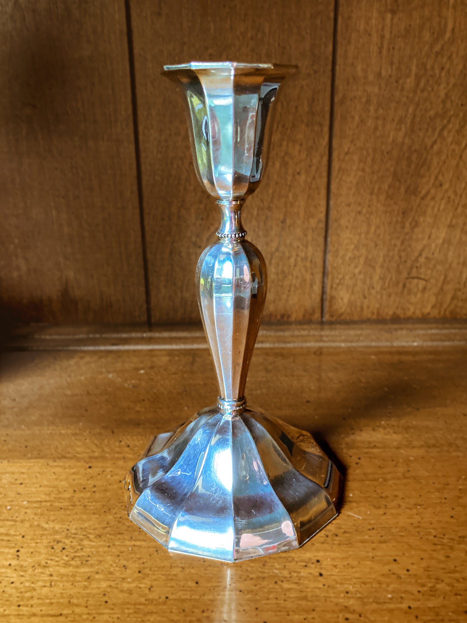 Elegant Vintage 1956 Finnish Sterling Silver Monogramed Candlestick