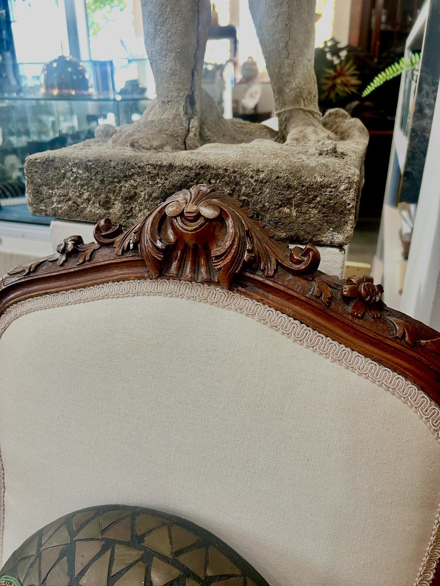 Four Antique Victorian Hand-Carved Wooden Upholstered Dining Chairs