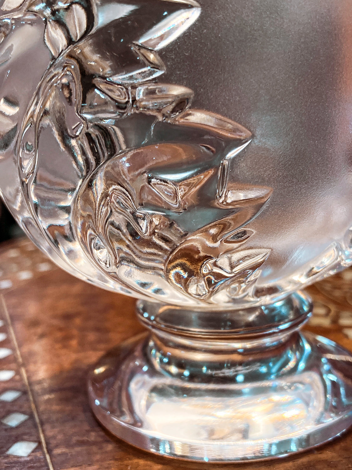 Lalique Clear Frosted Crystal Acanthus Leaf St. Cloud Flared Footed Vase
