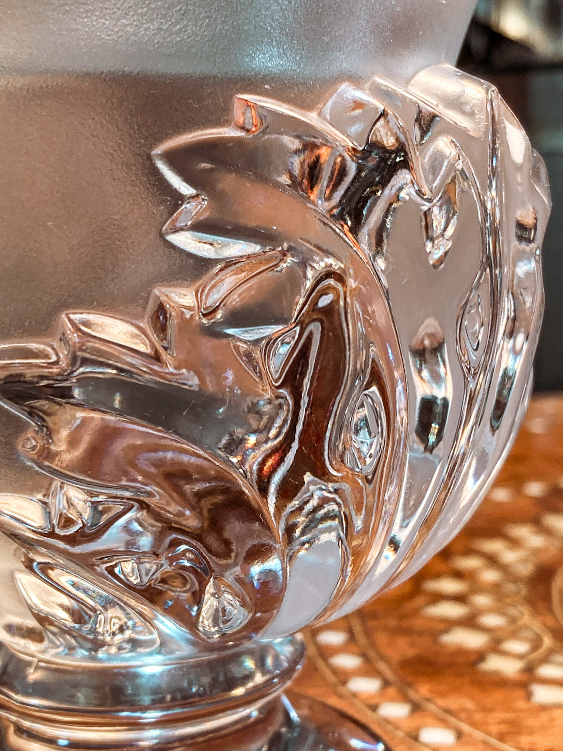 Lalique Clear Frosted Crystal Acanthus Leaf St. Cloud Flared Footed Vase