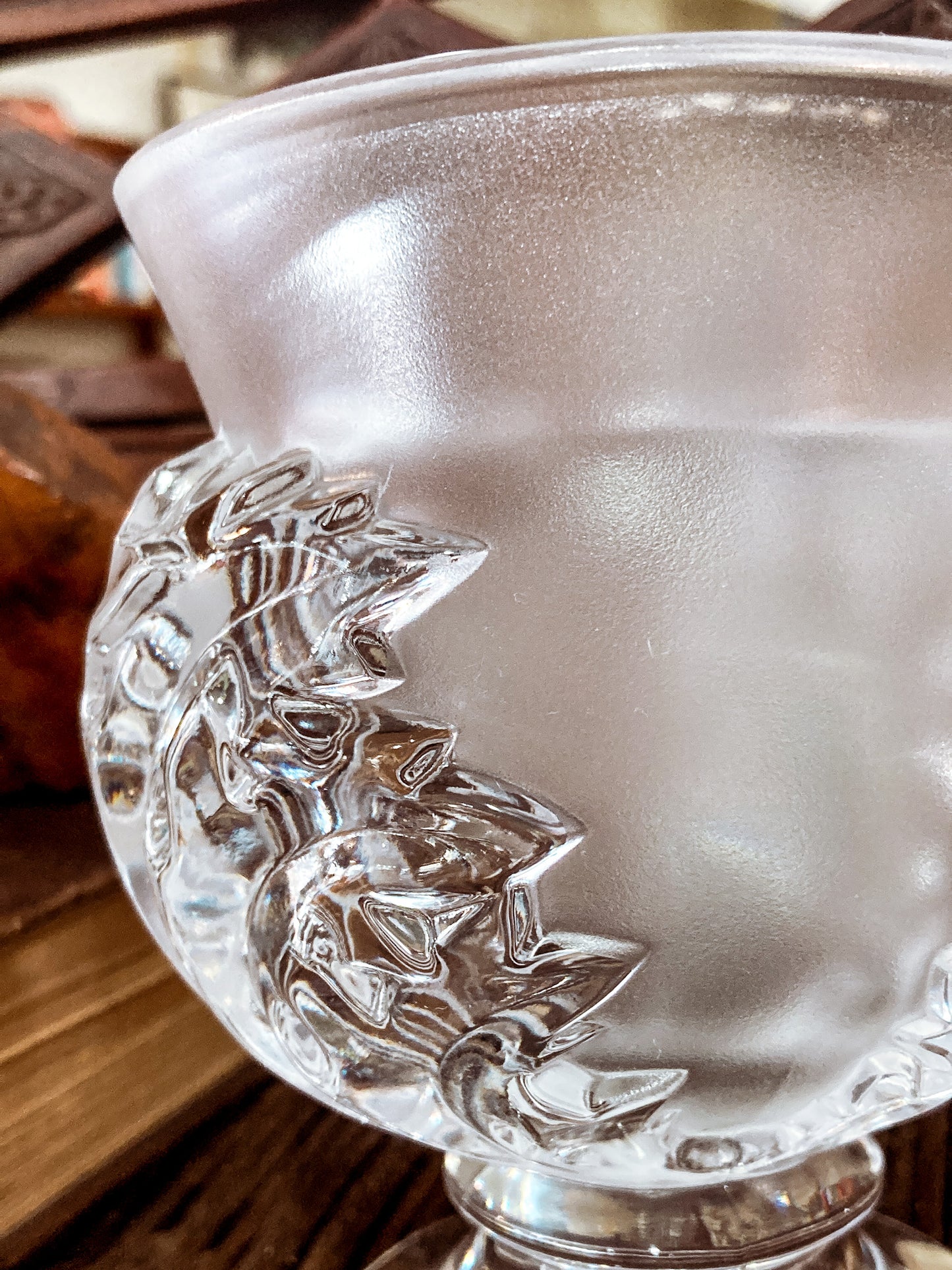 Lalique Clear Frosted Crystal Acanthus Leaf St. Cloud Flared Footed Vase
