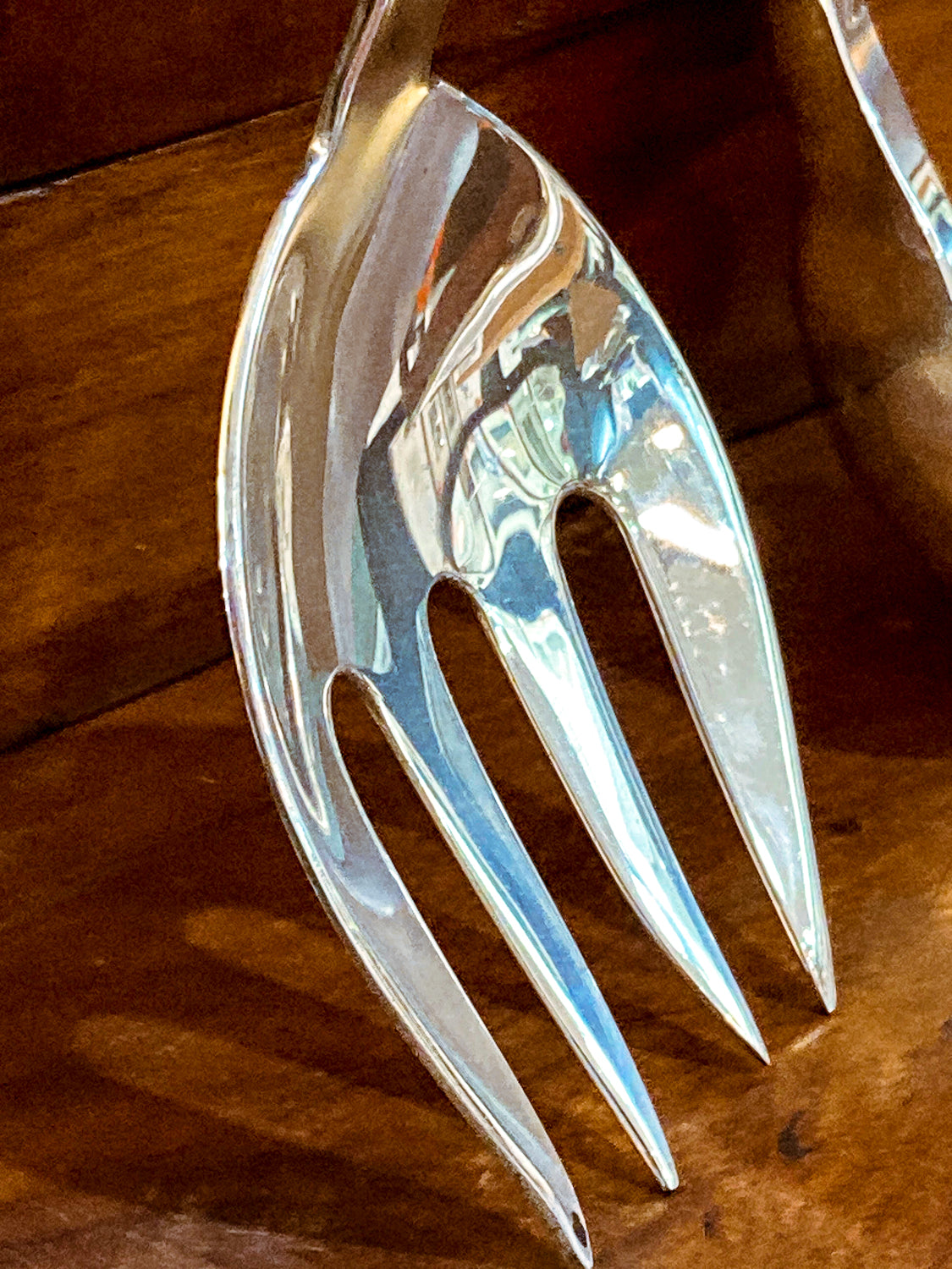 Pair Vintage MCM F. Ramirez Sterling Silver Blossom Handle Salad Fork Spoon Set