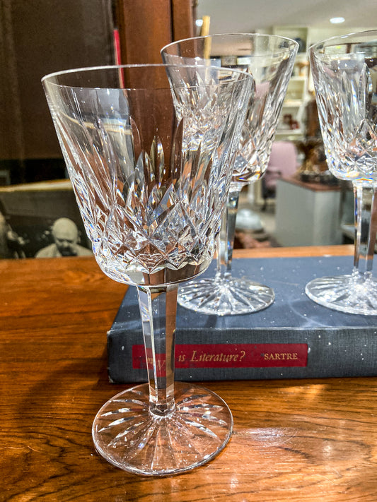 Set of Four Vintage Waterford Lismore Cut Leaded Glass Crystal Wine Glasses