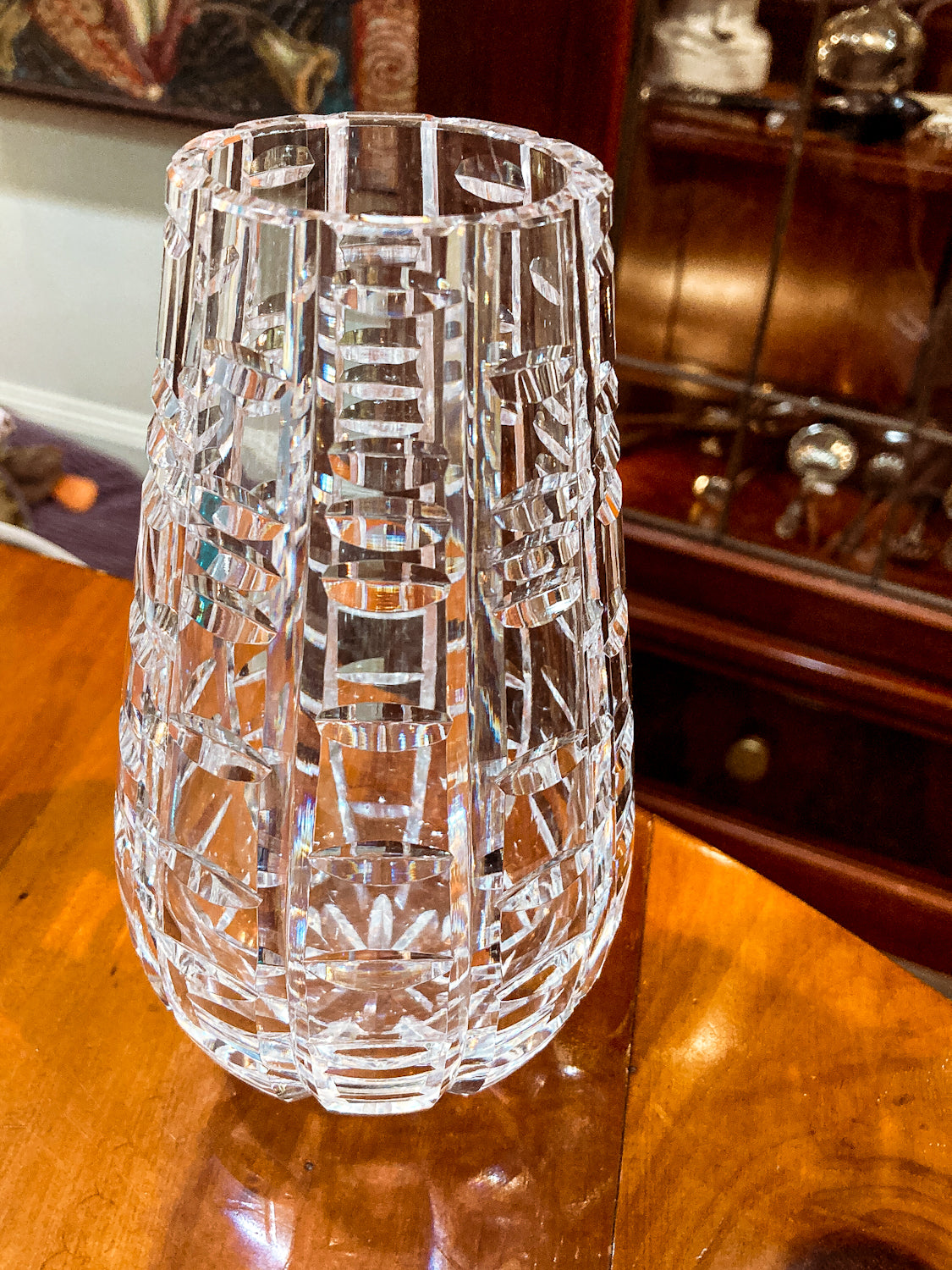 Stunning Vintage Clear Crystal Cut Teardrop Fluted Waterford Vase