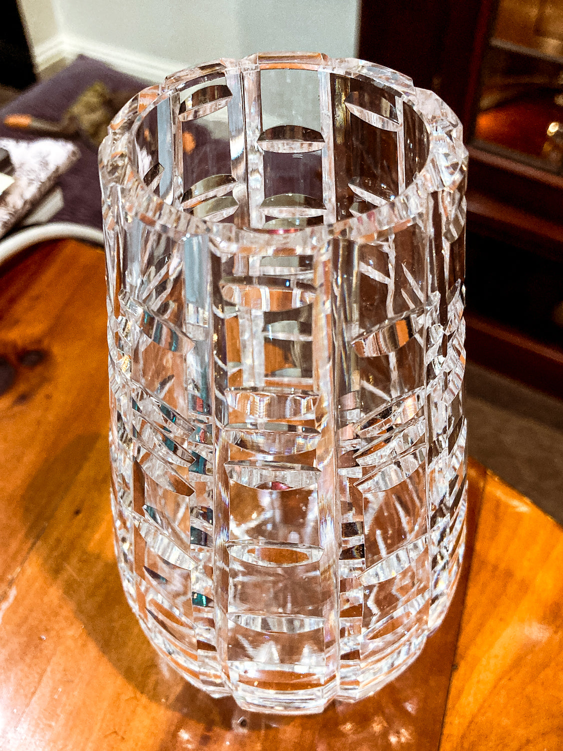 Stunning Vintage Clear Crystal Cut Teardrop Fluted Waterford Vase