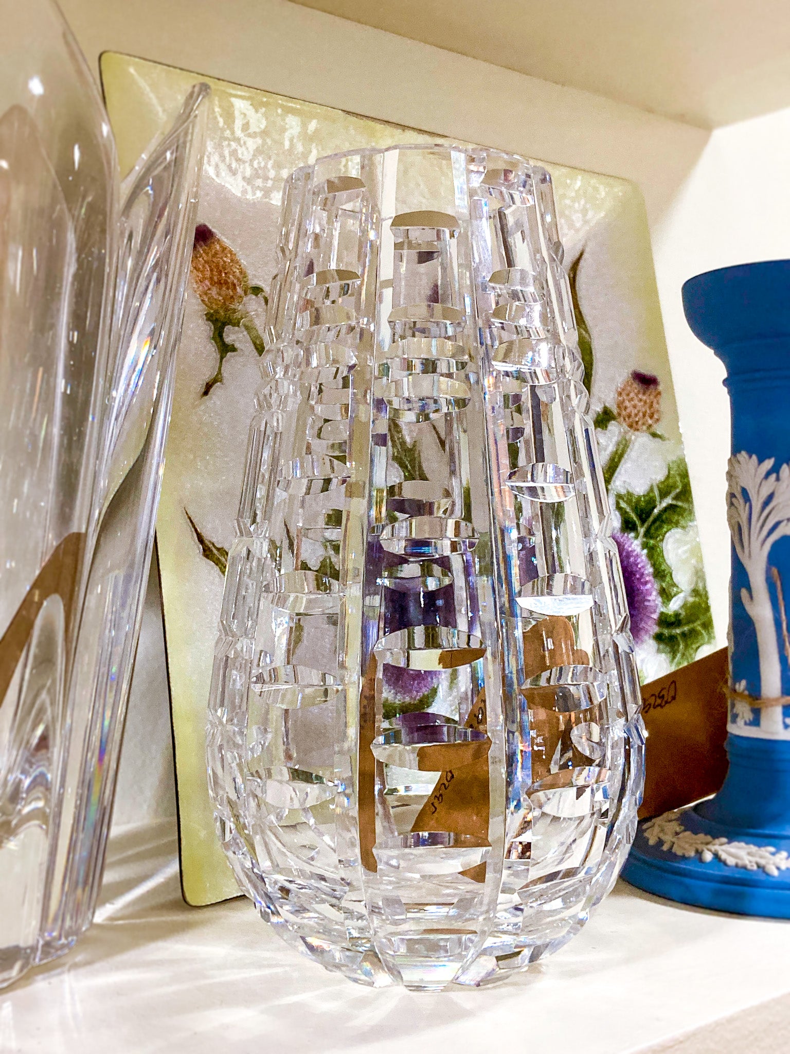 Stunning Vintage Clear Crystal Cut Teardrop Fluted Waterford Vase