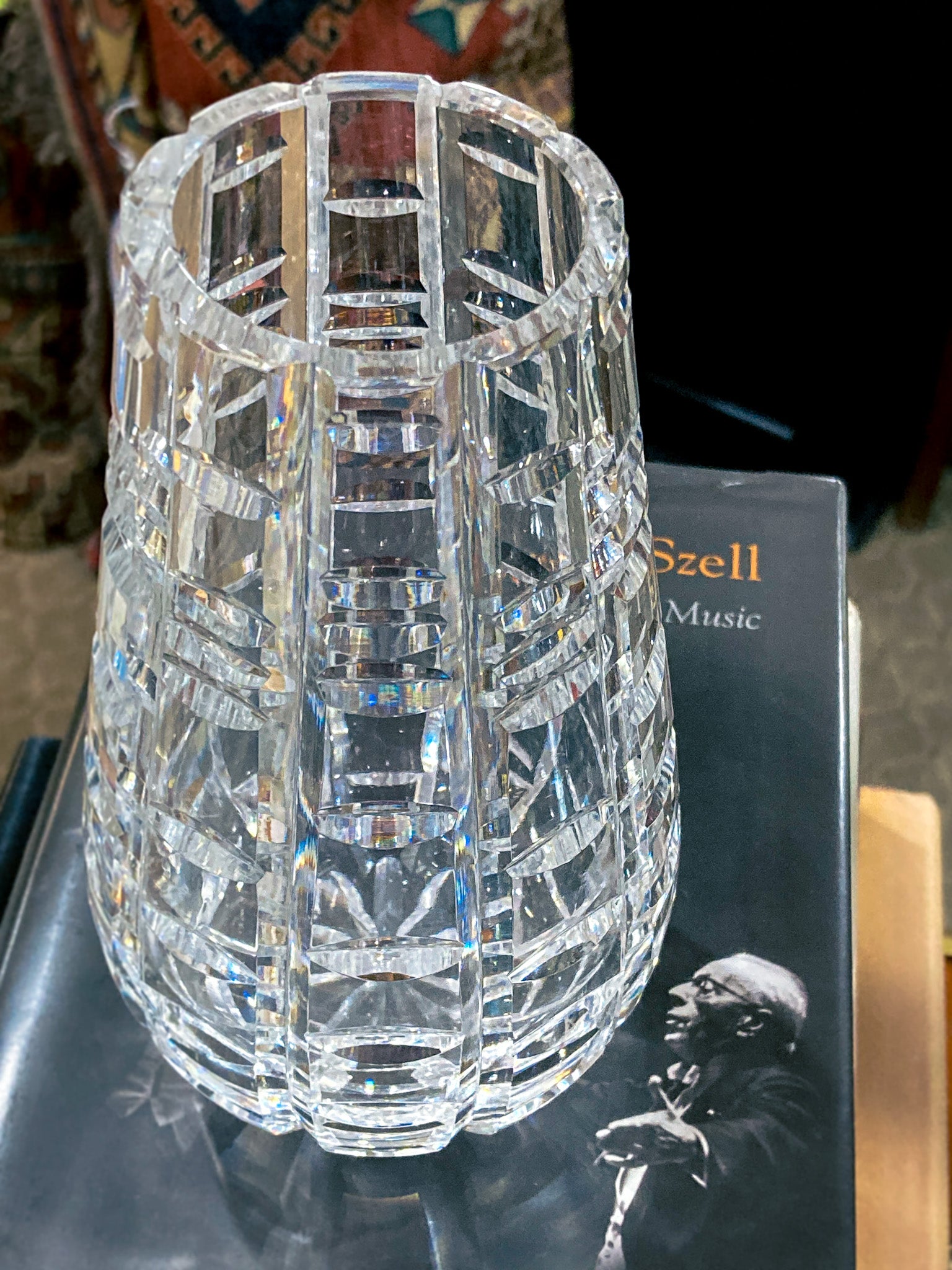 Stunning Vintage Clear Crystal Cut Teardrop Fluted Waterford Vase