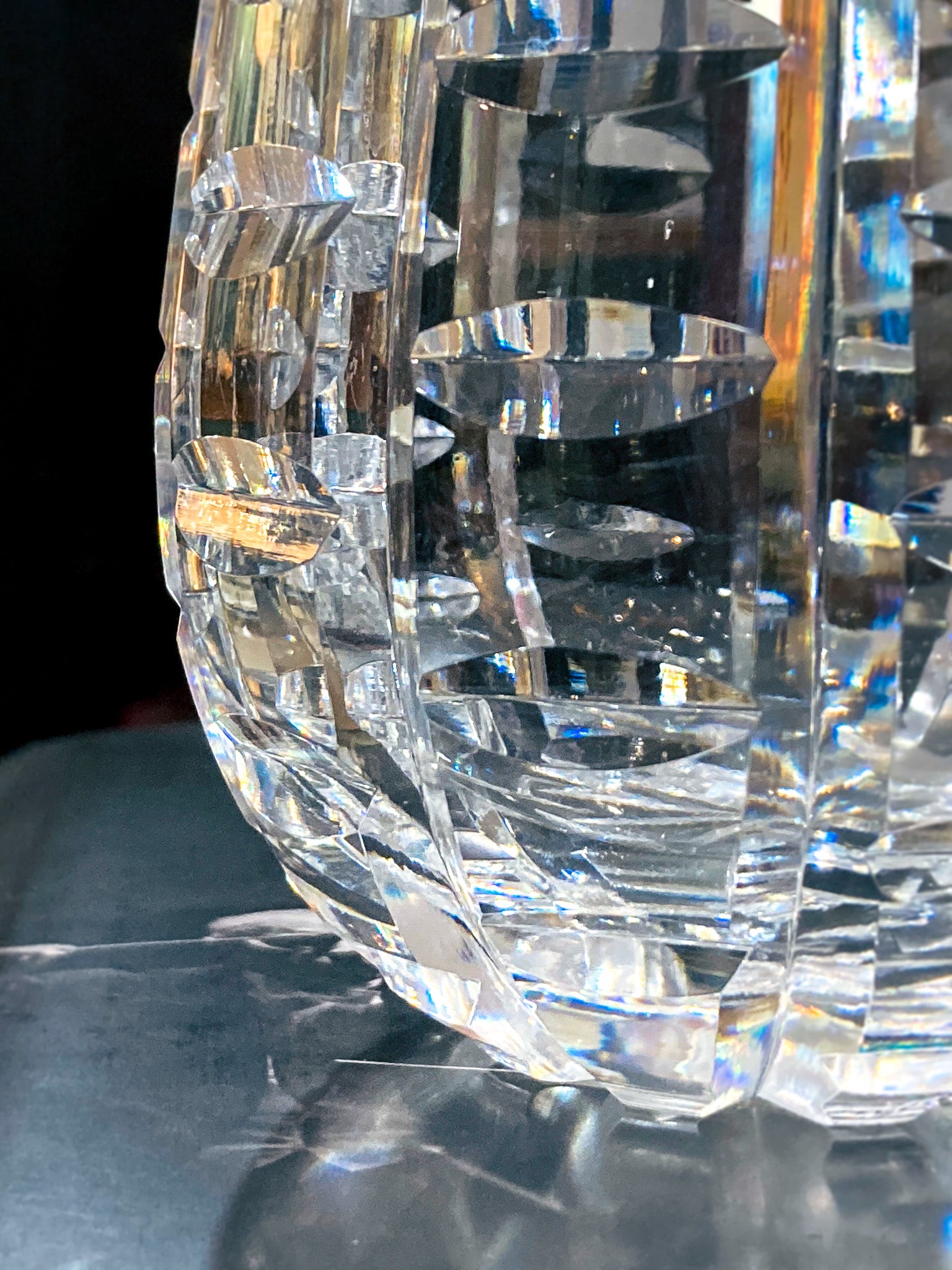Stunning Vintage Clear Crystal Cut Teardrop Fluted Waterford Vase