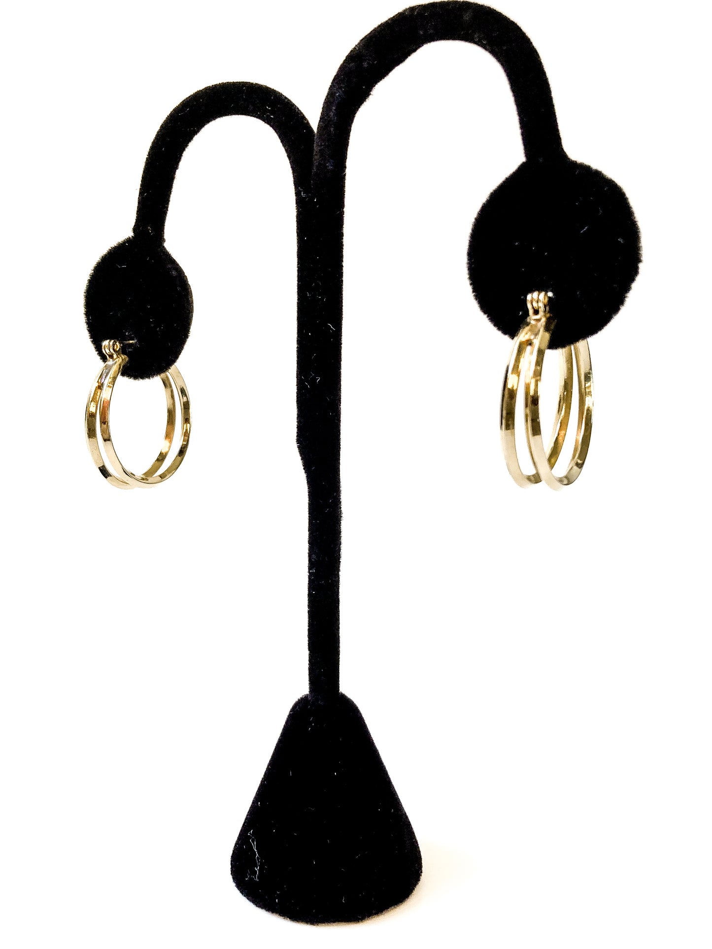 Vintage 14K Yellow Gold Dual Classic Hoop Latch Post Earrings