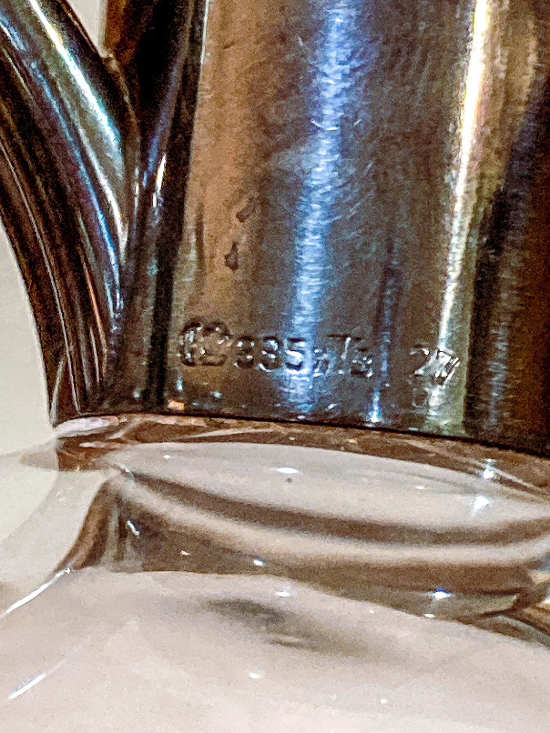 Vintage Cut Crystal 800 Silver German Cruet Bottle with Handle