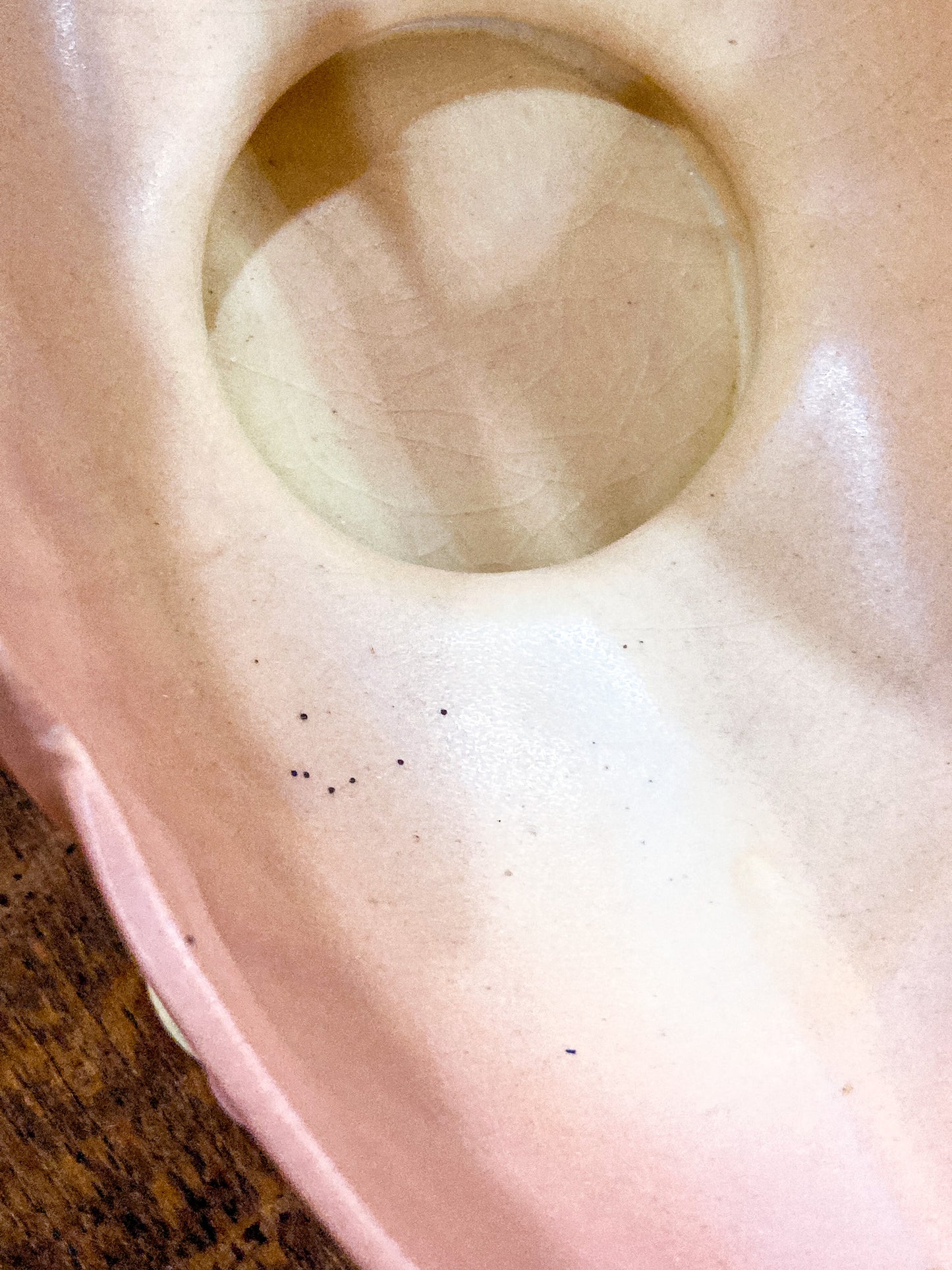 Vintage 1940s Roseville Pink Apple Blossom Ceramic Branch Handle Basket Bowl