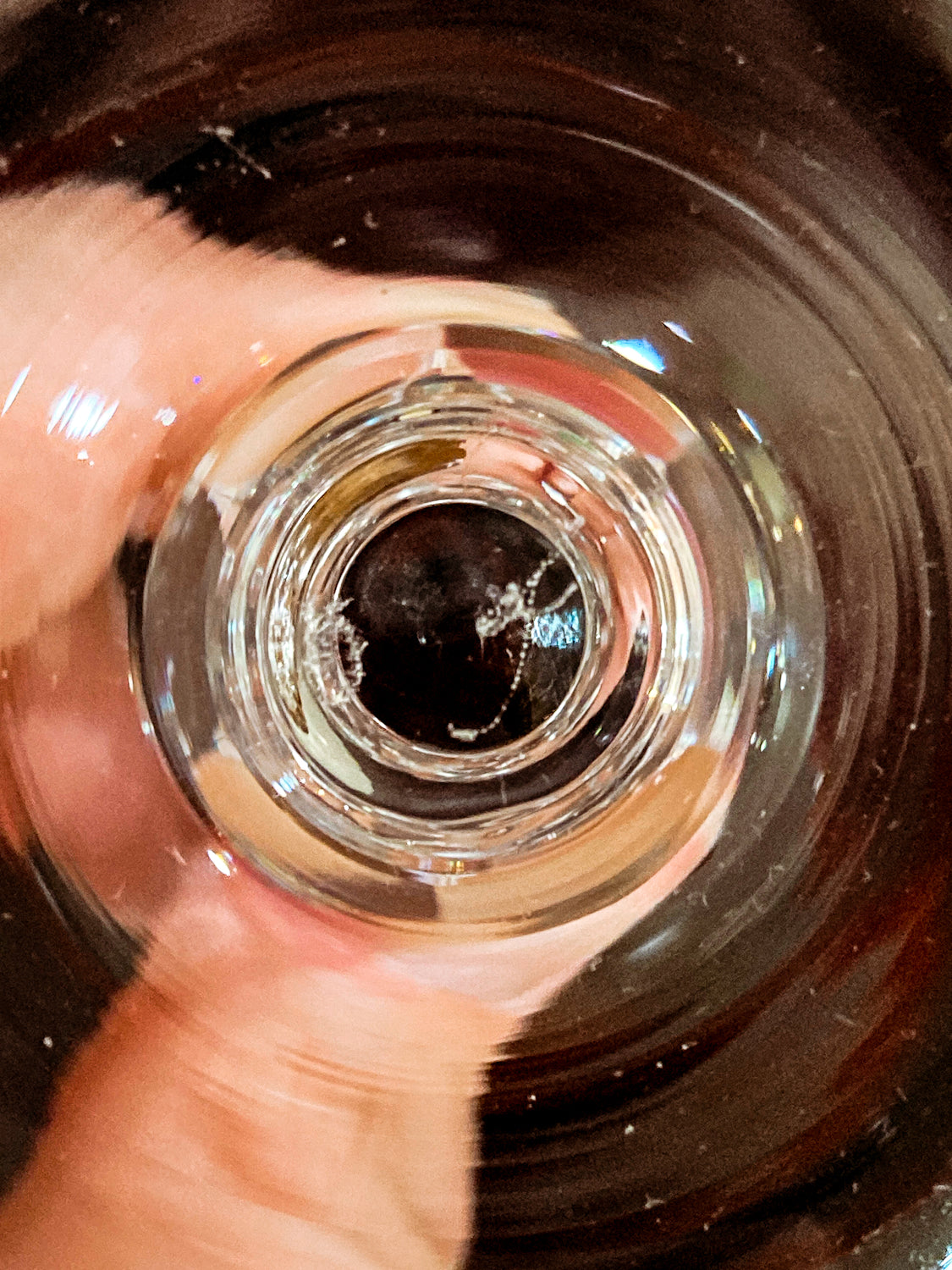 Vintage 1950s Set of Eight Paneled Stem Clear Glass Sherry Glasses