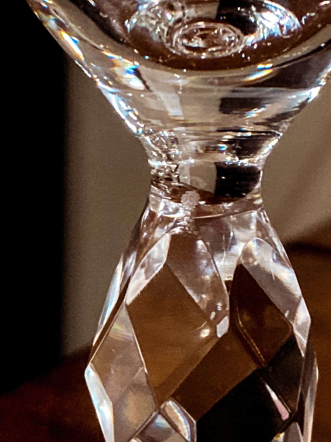 Vintage 1950s Set of Eight Paneled Stem Clear Glass Sherry Glasses