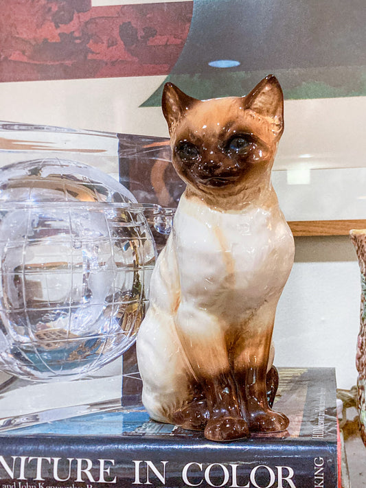 Vintage 1970s Siamese Cat Goebel #2438 Sculptural Porcelain Figurine