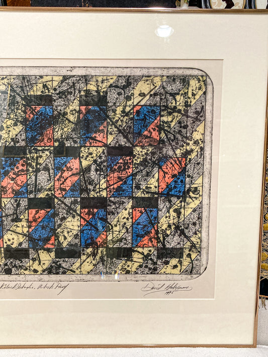 Vintage 1975 Abstract David Haberman Etching Aquatint Framed Paper Print