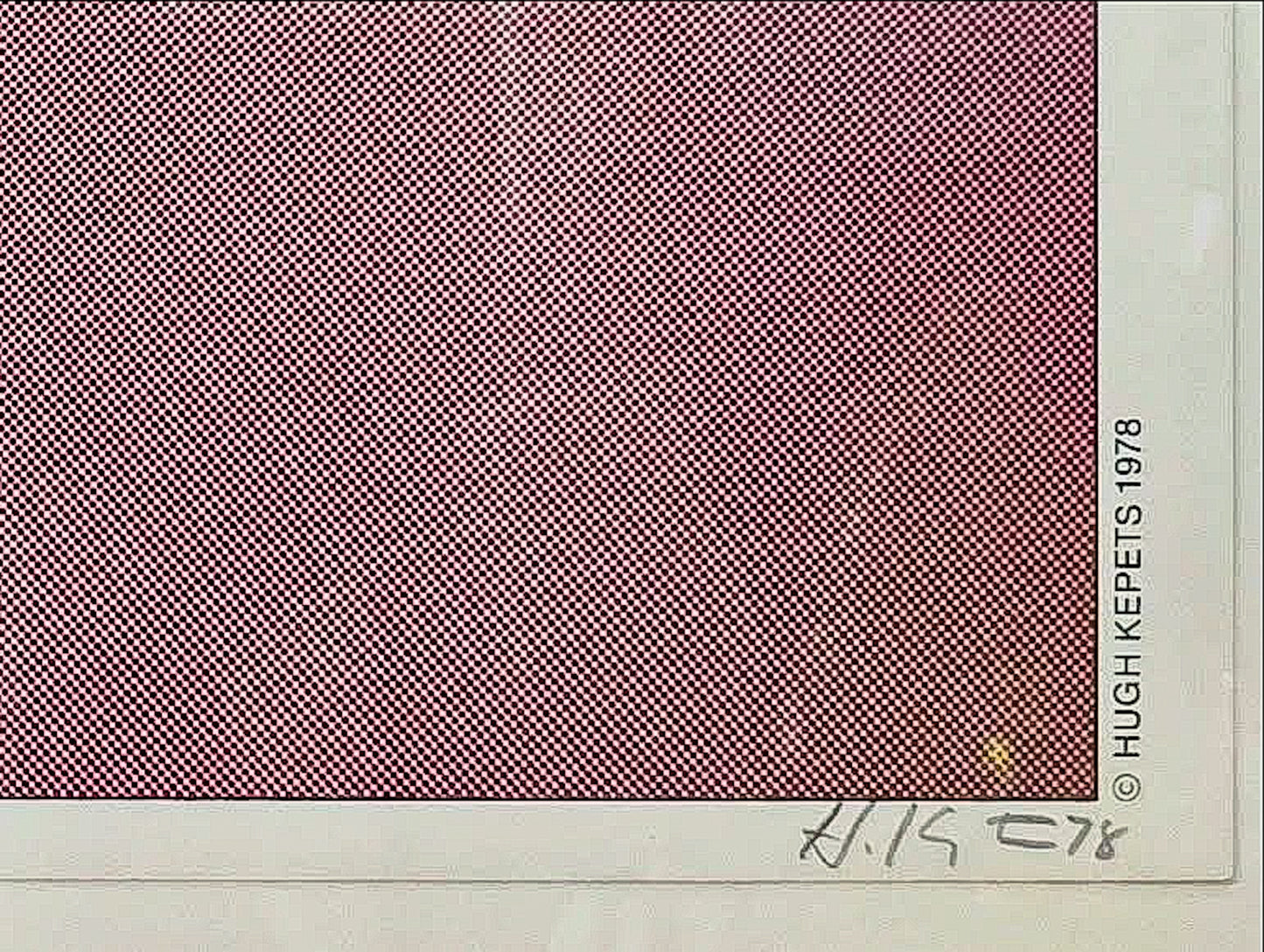 1978 Hugh Kepets Pink Gold Architectural Abstract Framed Offset Lithograph