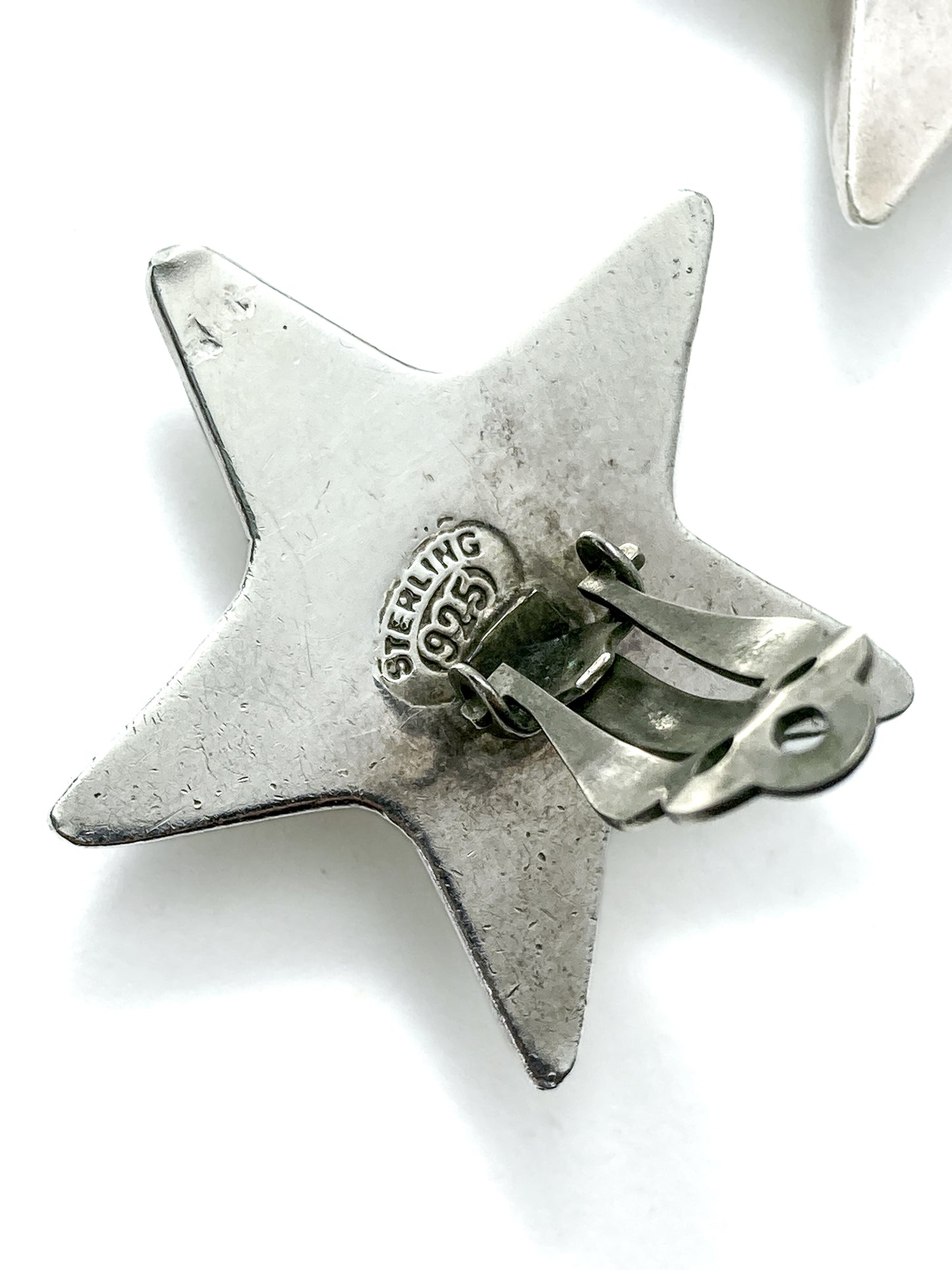 Vintage 925 Sterling Silver Dimensional Bubble Star Clip On Earrings