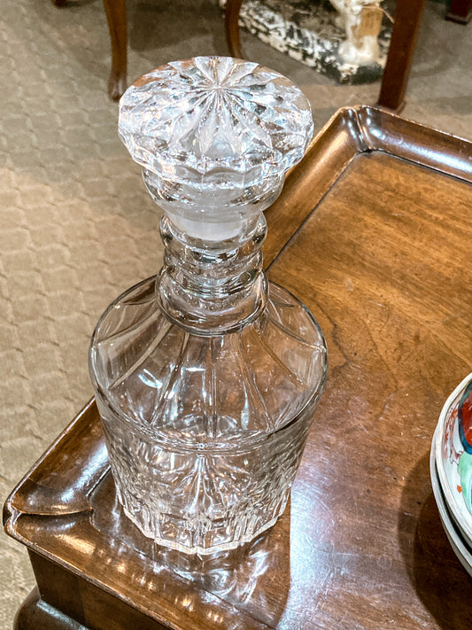Vintage Barware Clear Brilliant Style Molded Glass Decanter