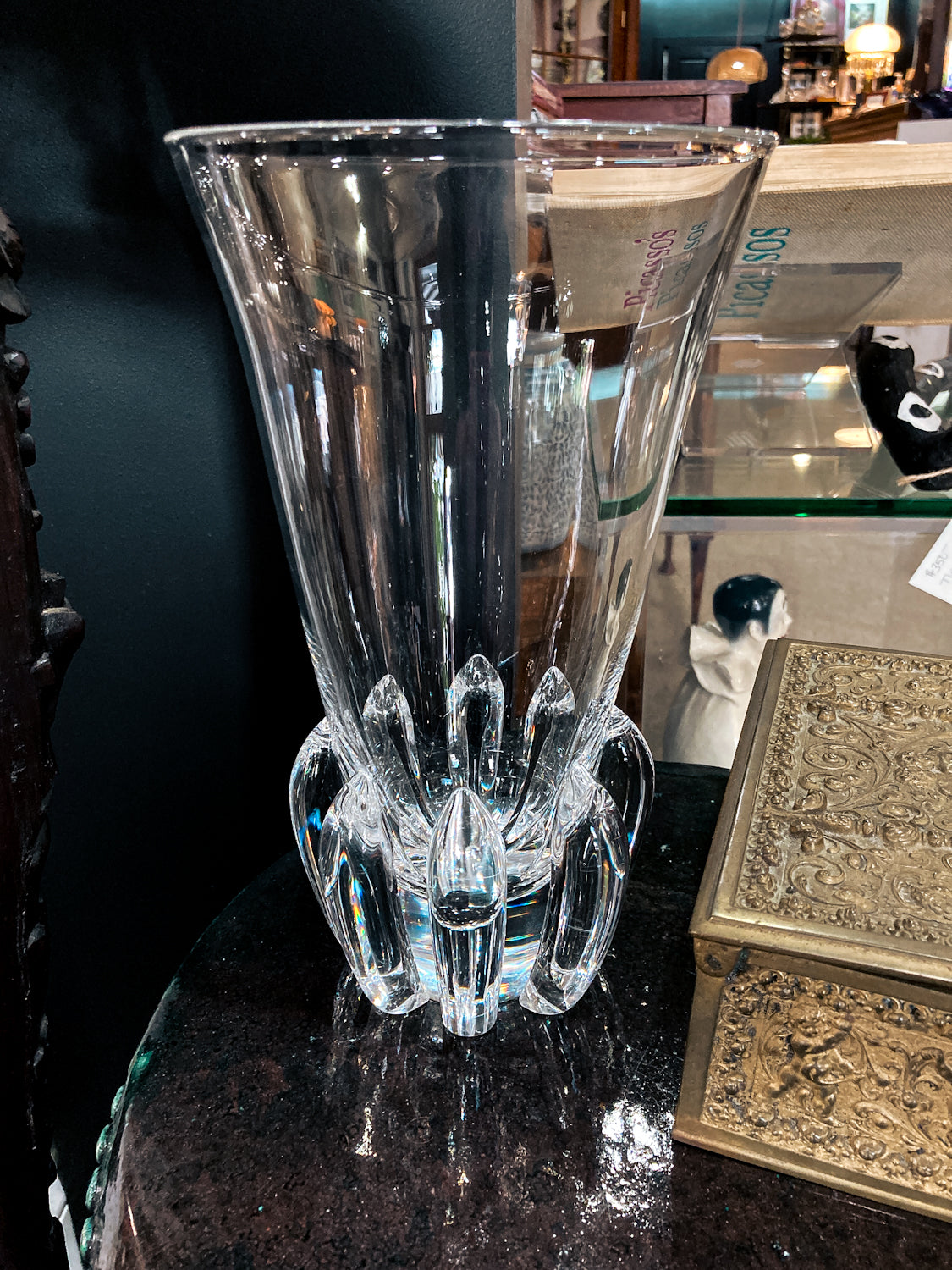Vintage Handblown George Thompson Steuben Clear Glass Art Vase