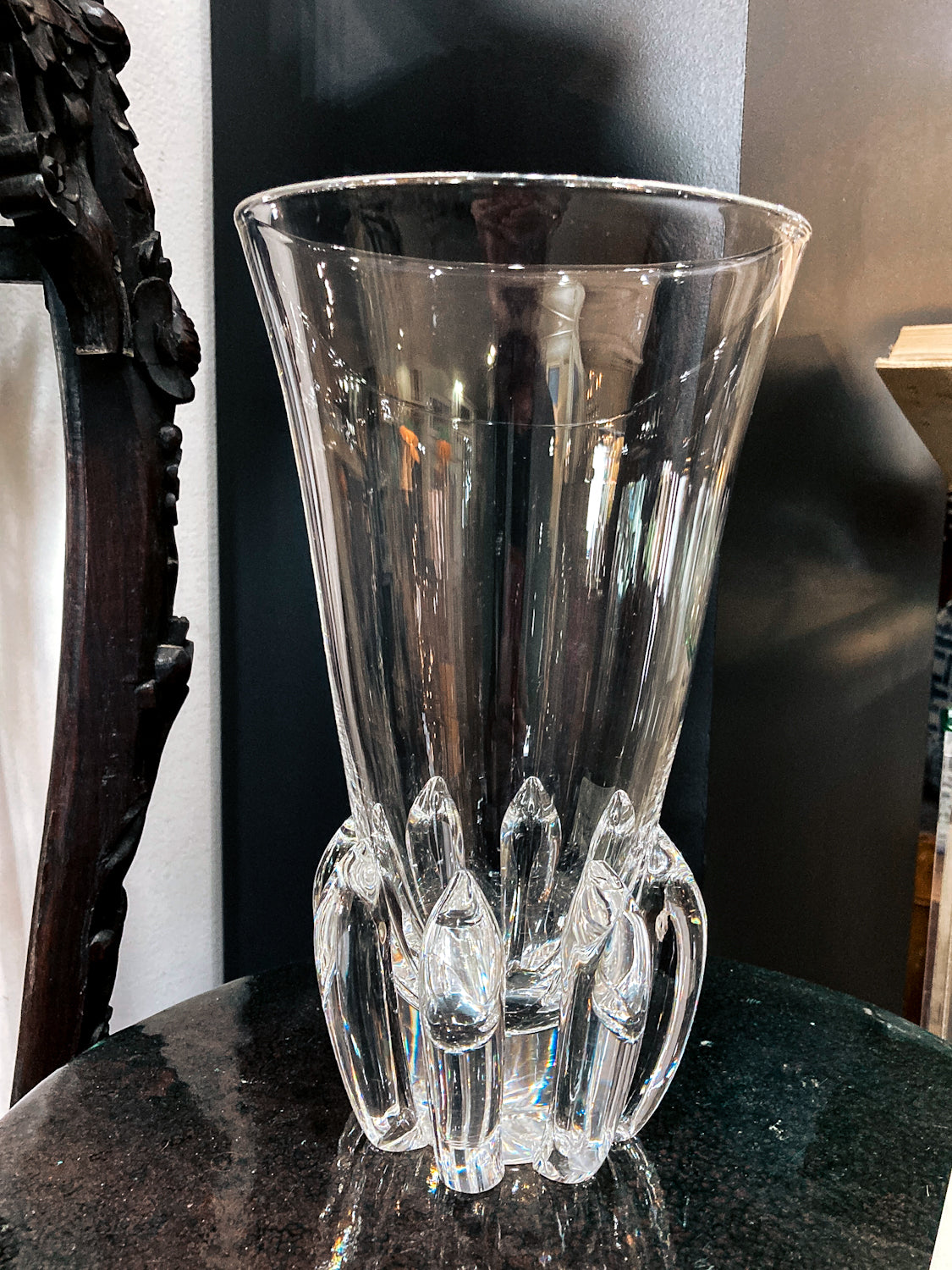 Vintage Handblown George Thompson Steuben Clear Glass Art Vase