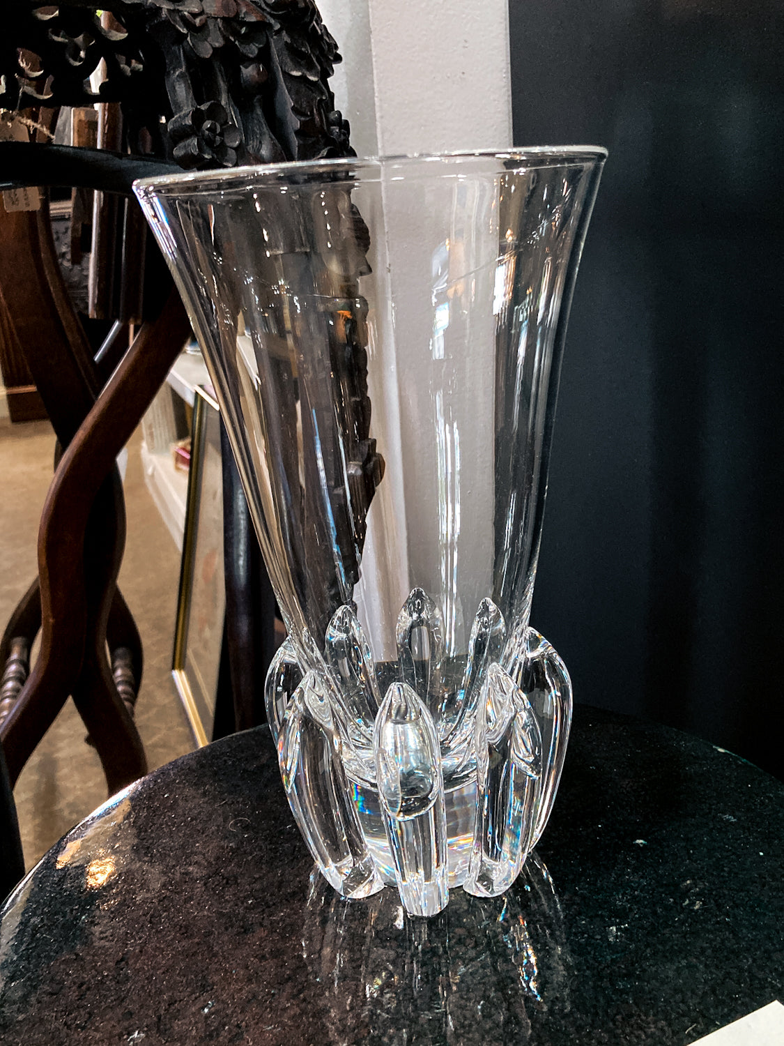 Vintage Handblown George Thompson Steuben Clear Glass Art Vase