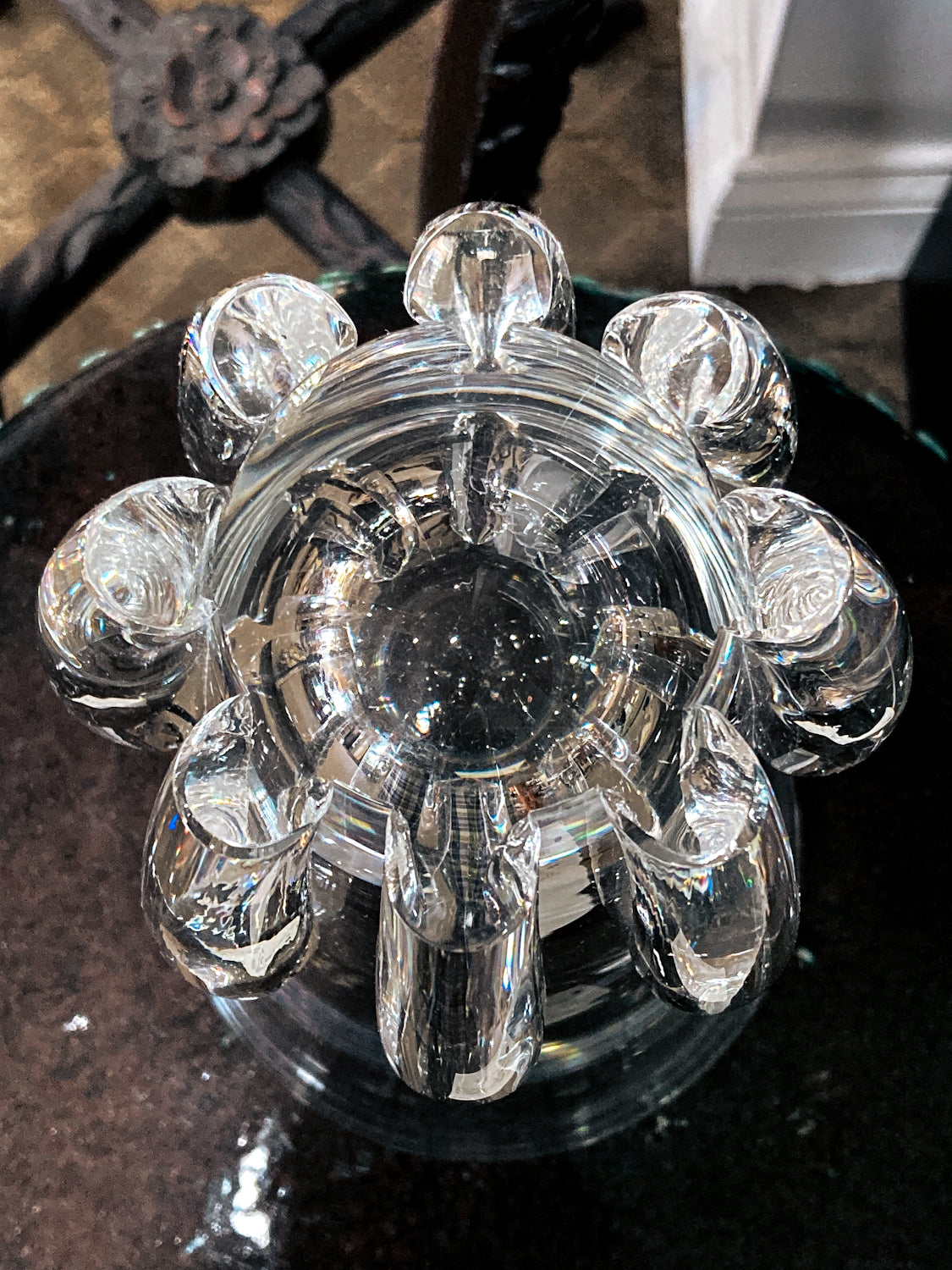 Vintage Handblown George Thompson Steuben Clear Glass Art Vase