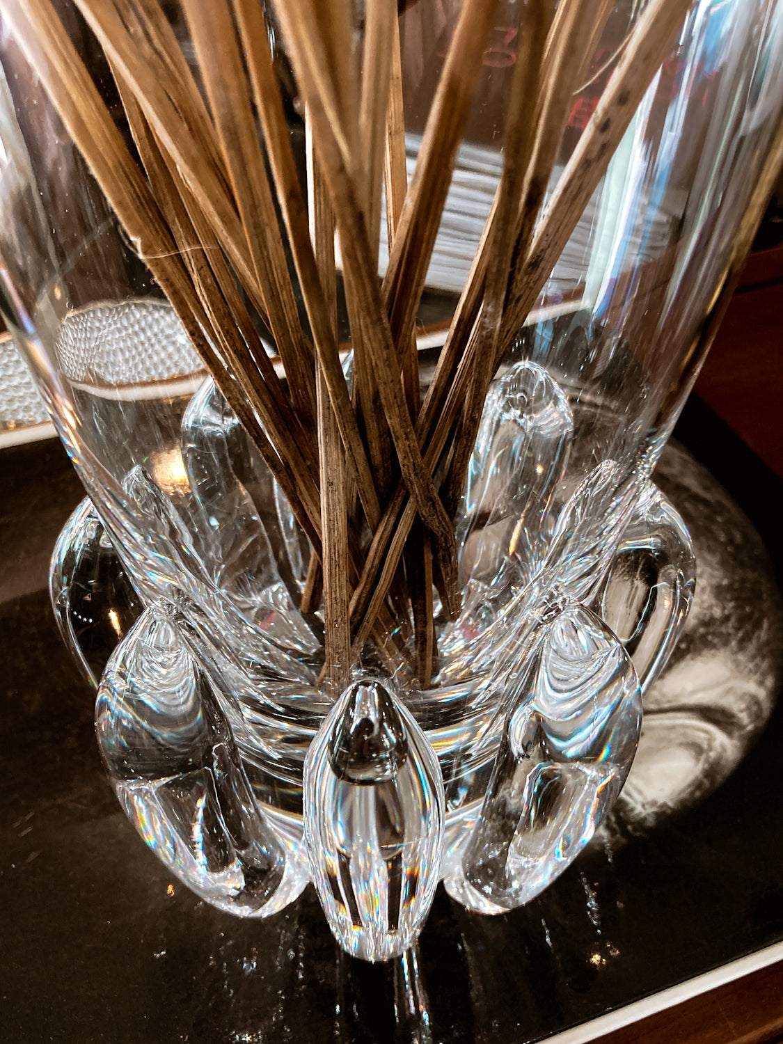 Vintage Handblown George Thompson Steuben Clear Glass Art Vase