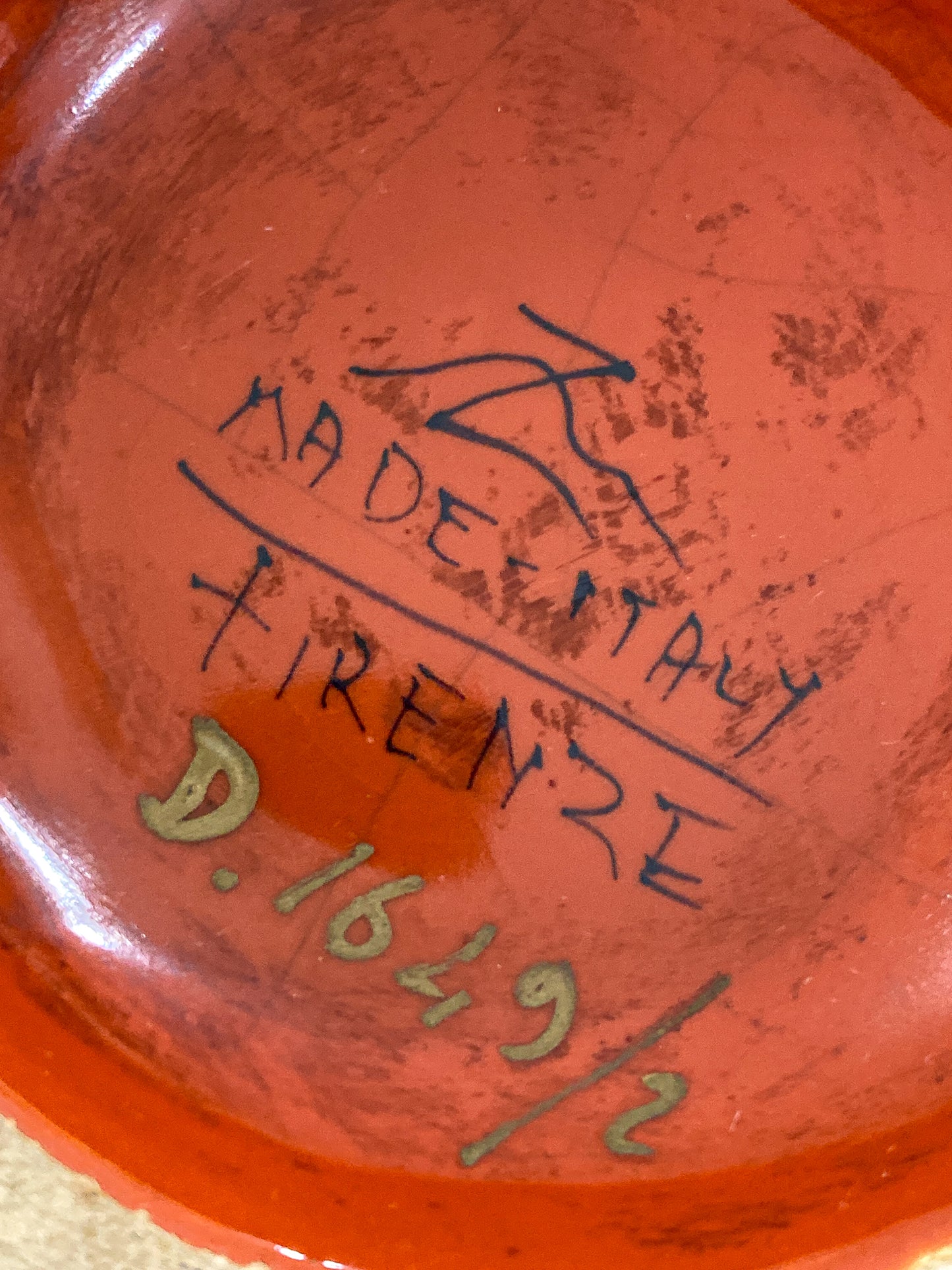 Vintage Italian Hand Painted Red Yellow Tole Cache Style Ceramic Pot