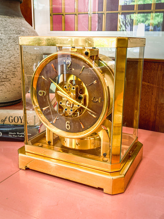 Vintage Jaeger‑LeCoultre Brass Glass Swiss Atmos Clock