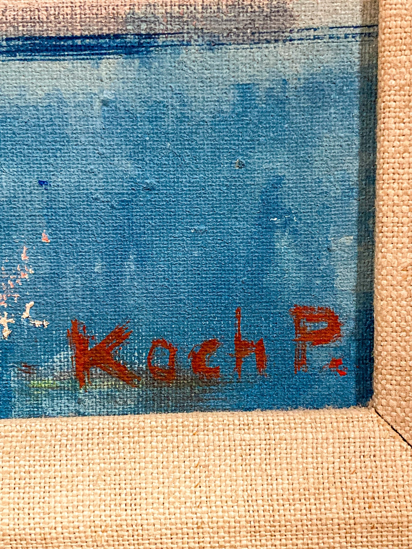 Colorful Vintage Mid 20th Century Floral Still Life P Koch Framed Painting